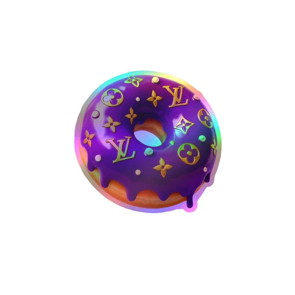 Luxury Logo Donut Vinyl Sticker – Purple Drip Kiss-Cut Decal