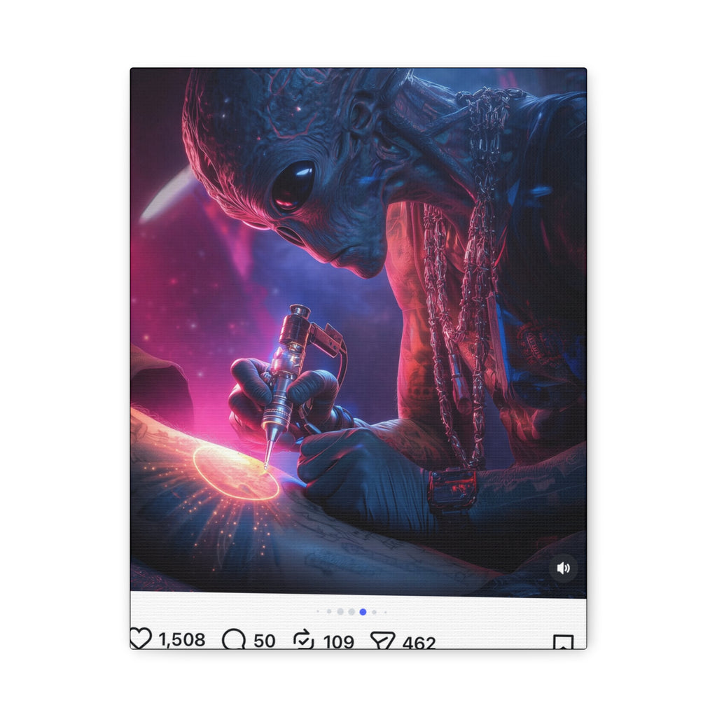 Alien Artist Canvas Print — Neon Sci‑Fi Wall Art