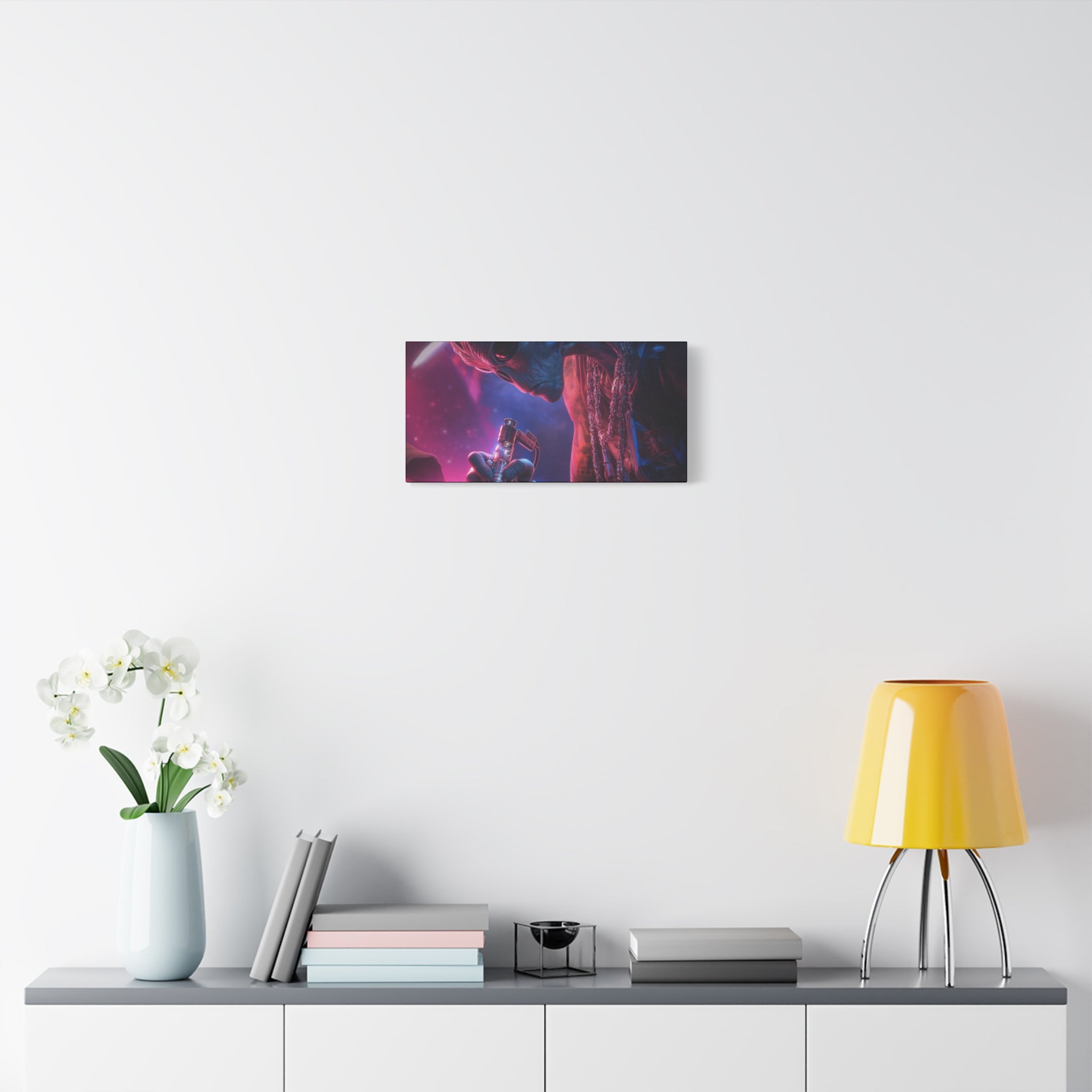Alien Artist Canvas Print — Neon Sci‑Fi Wall Art