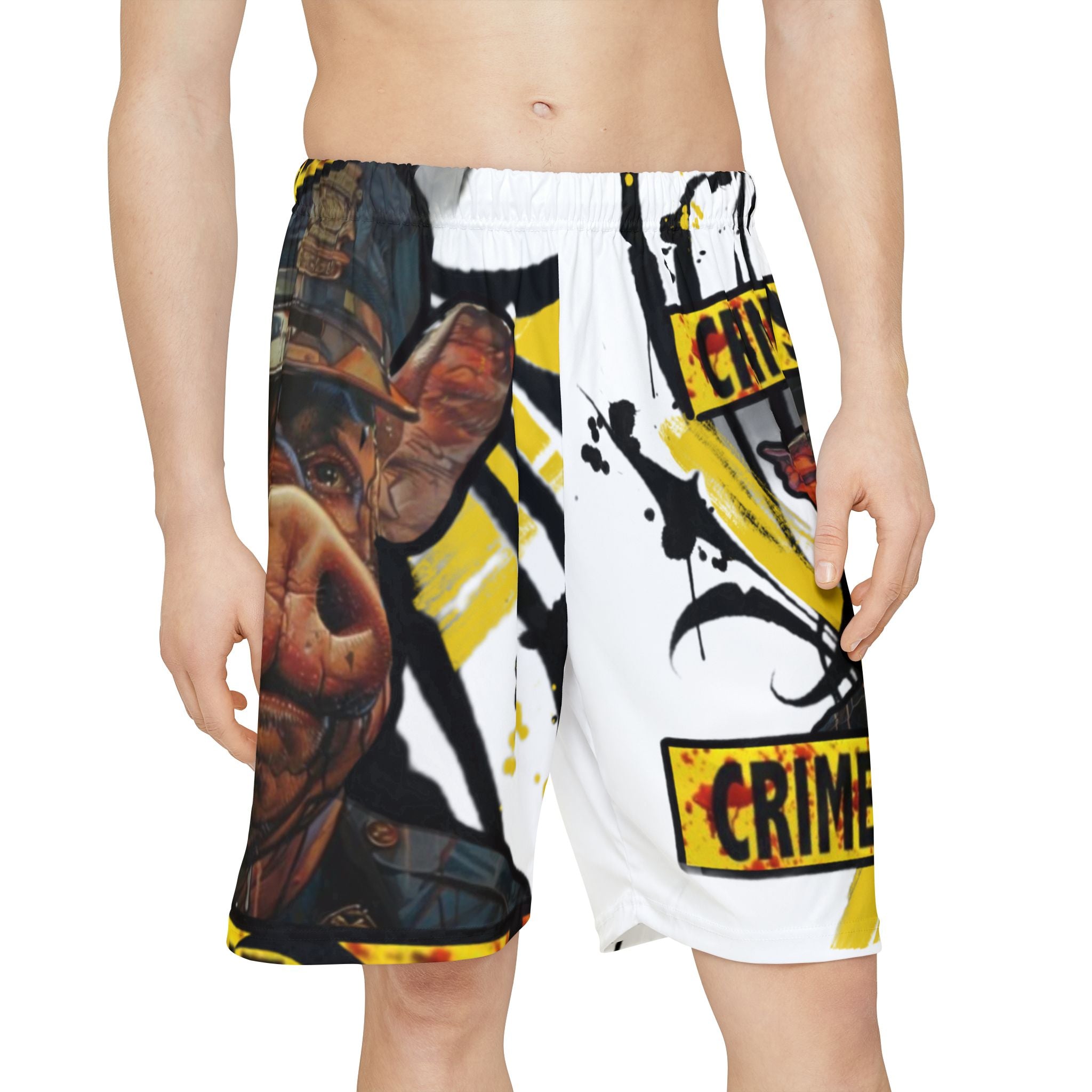 Crime Scene Pig Graphic Sports Shorts