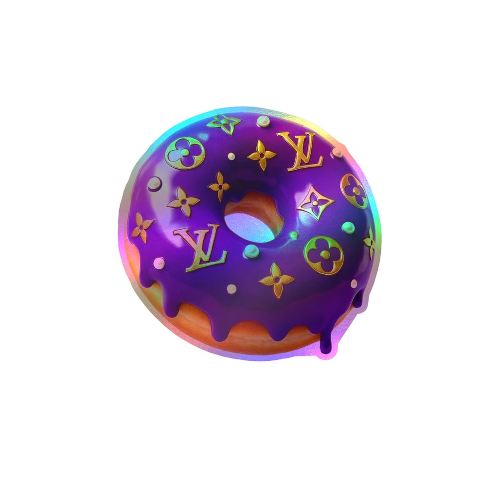 Luxury Logo Donut Vinyl Sticker – Purple Drip Kiss-Cut Decal