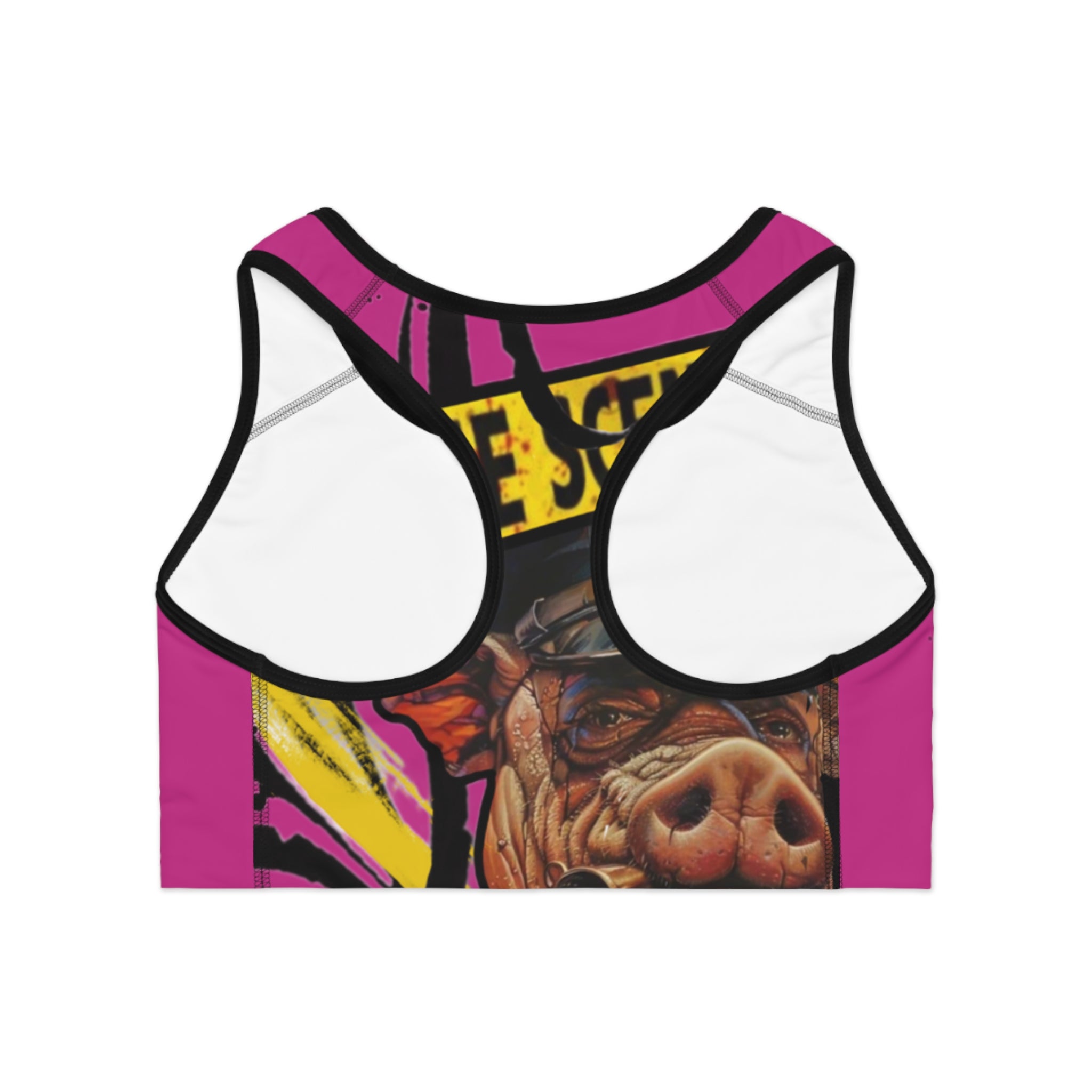 Crime Scene Pig Sports Bra — Bold Graphic Activewear ARTIST MIZZ EXTINKED