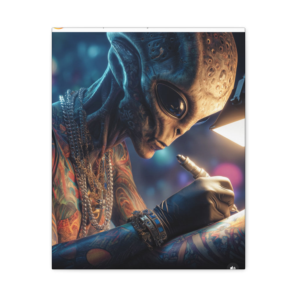 Alien Tattoo Artist Canvas Print — Matte Stretched Wall Art