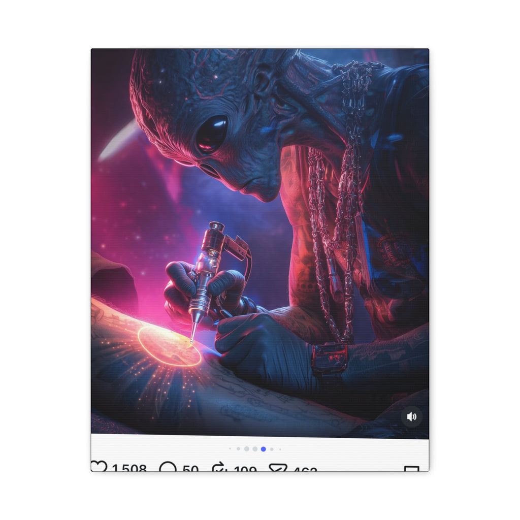 Alien Artist Canvas Print — Neon Sci‑Fi Wall Art