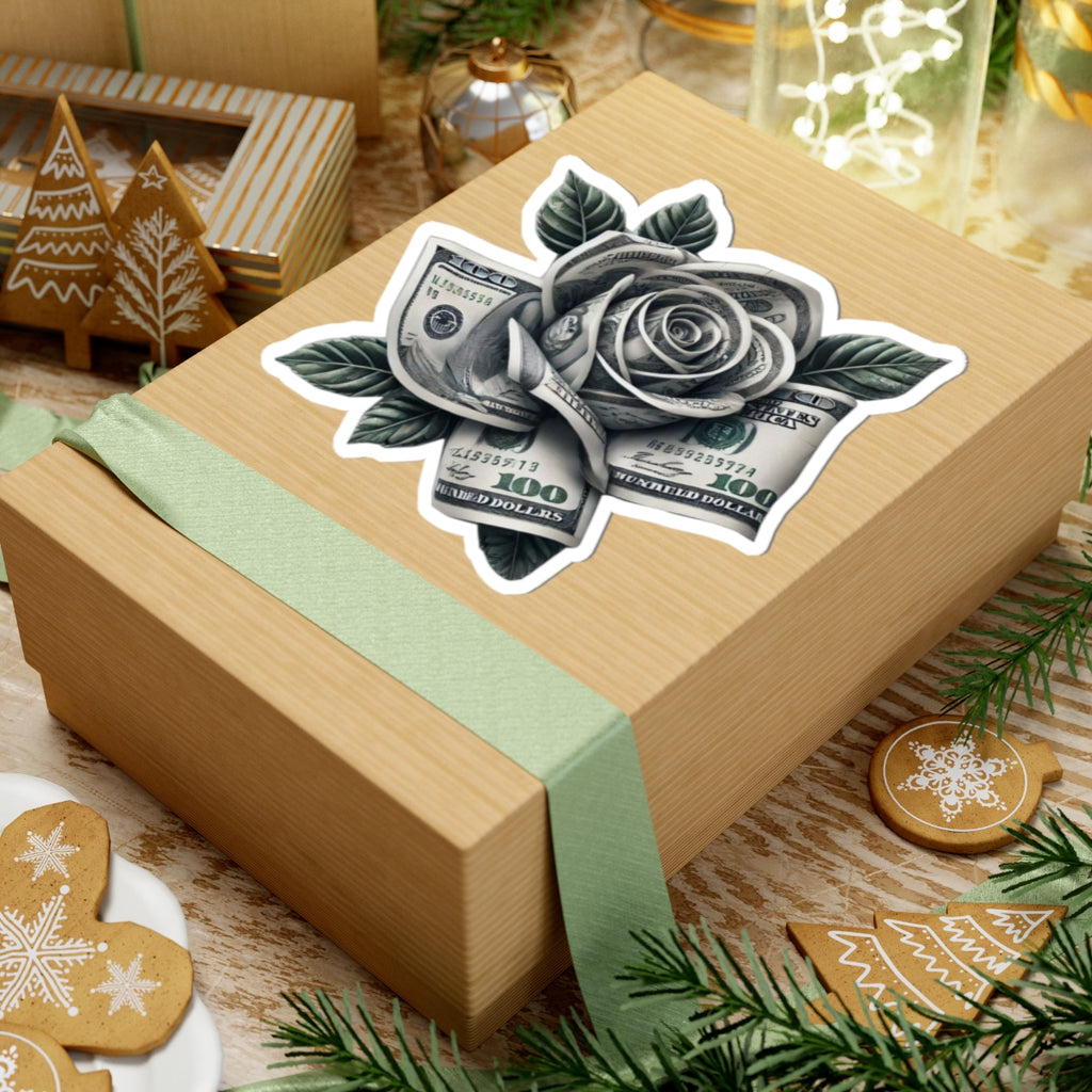 Money Rose Sticker — Kiss-Cut Vinyl Cash Rose Laptop Decal