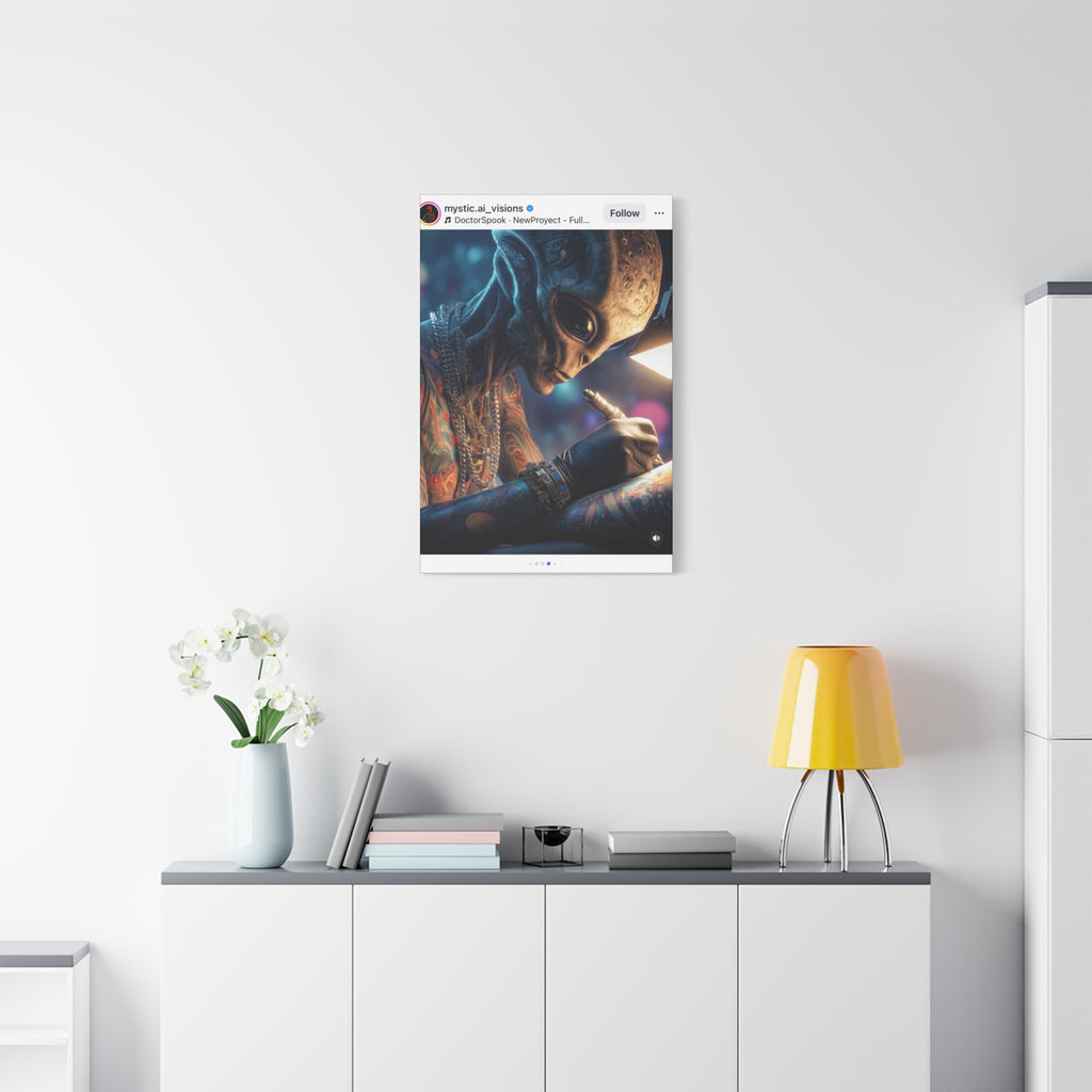 Alien Tattoo Artist Canvas Print — Matte Stretched Wall Art