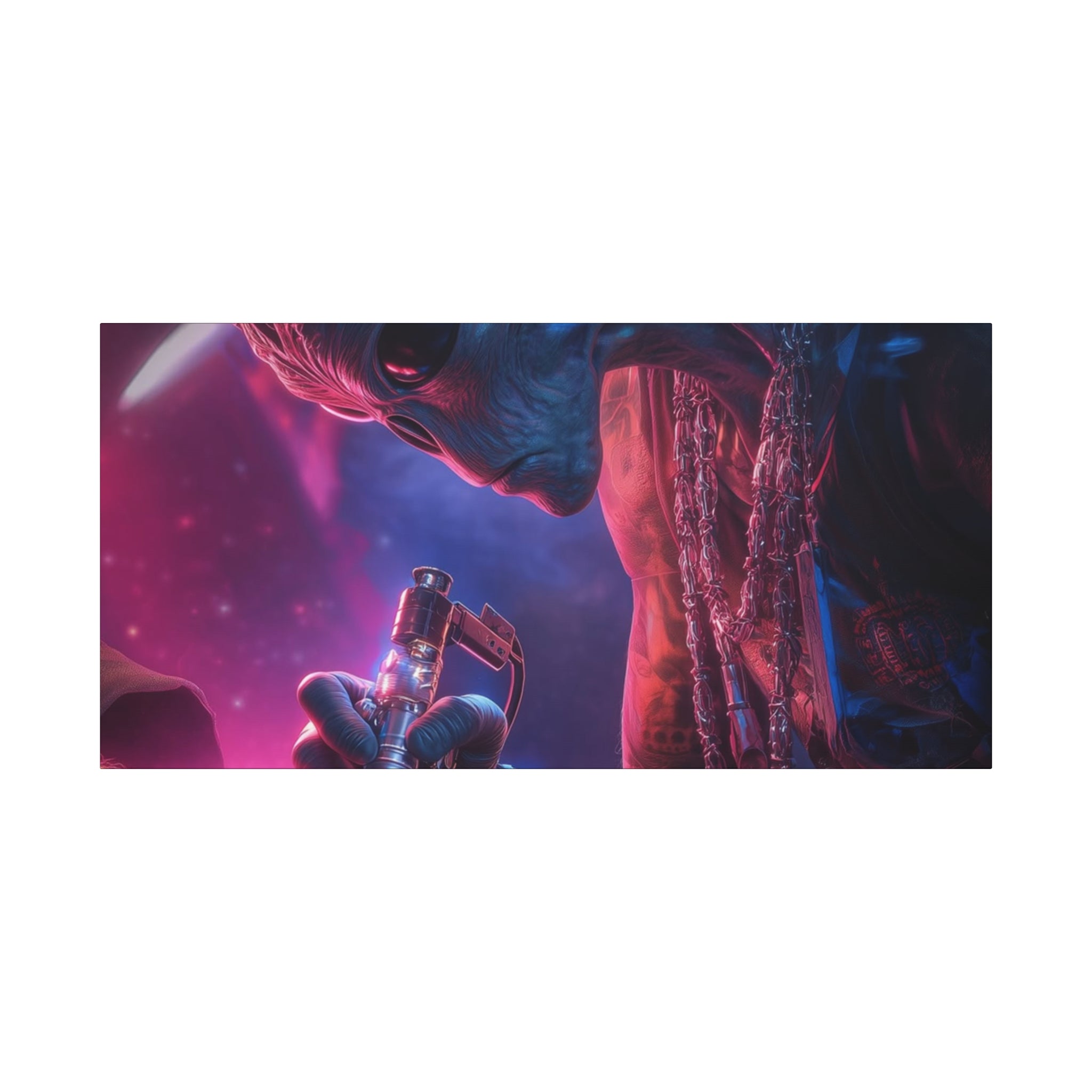 Alien Artist Canvas Print — Neon Sci‑Fi Wall Art