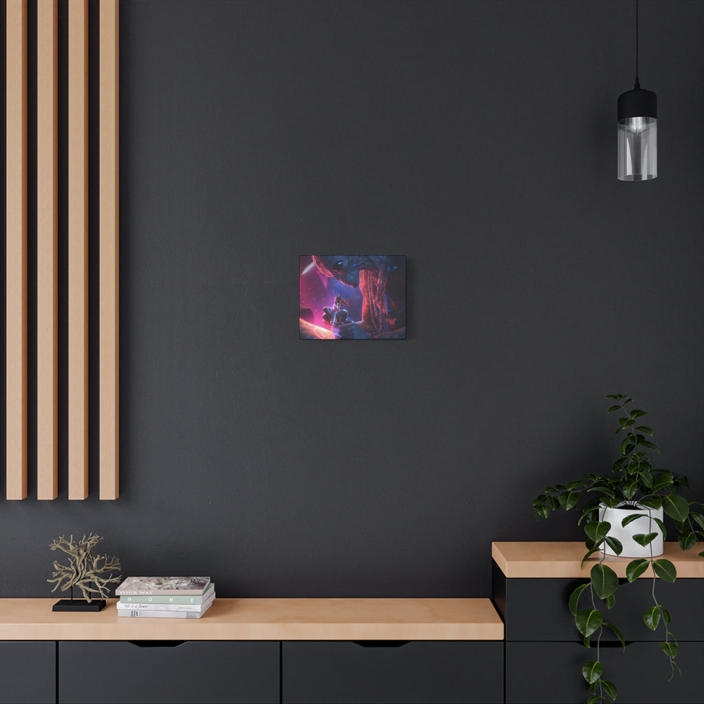 Alien Artist Canvas Print — Neon Sci‑Fi Wall Art