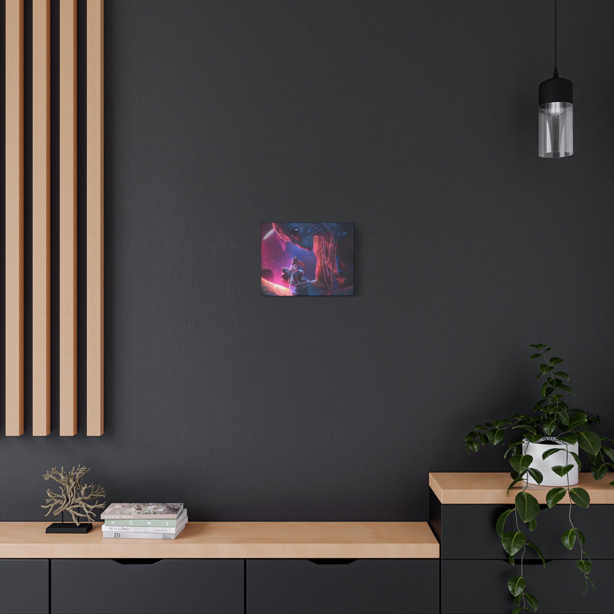 Alien Artist Canvas Print — Neon Sci‑Fi Wall Art