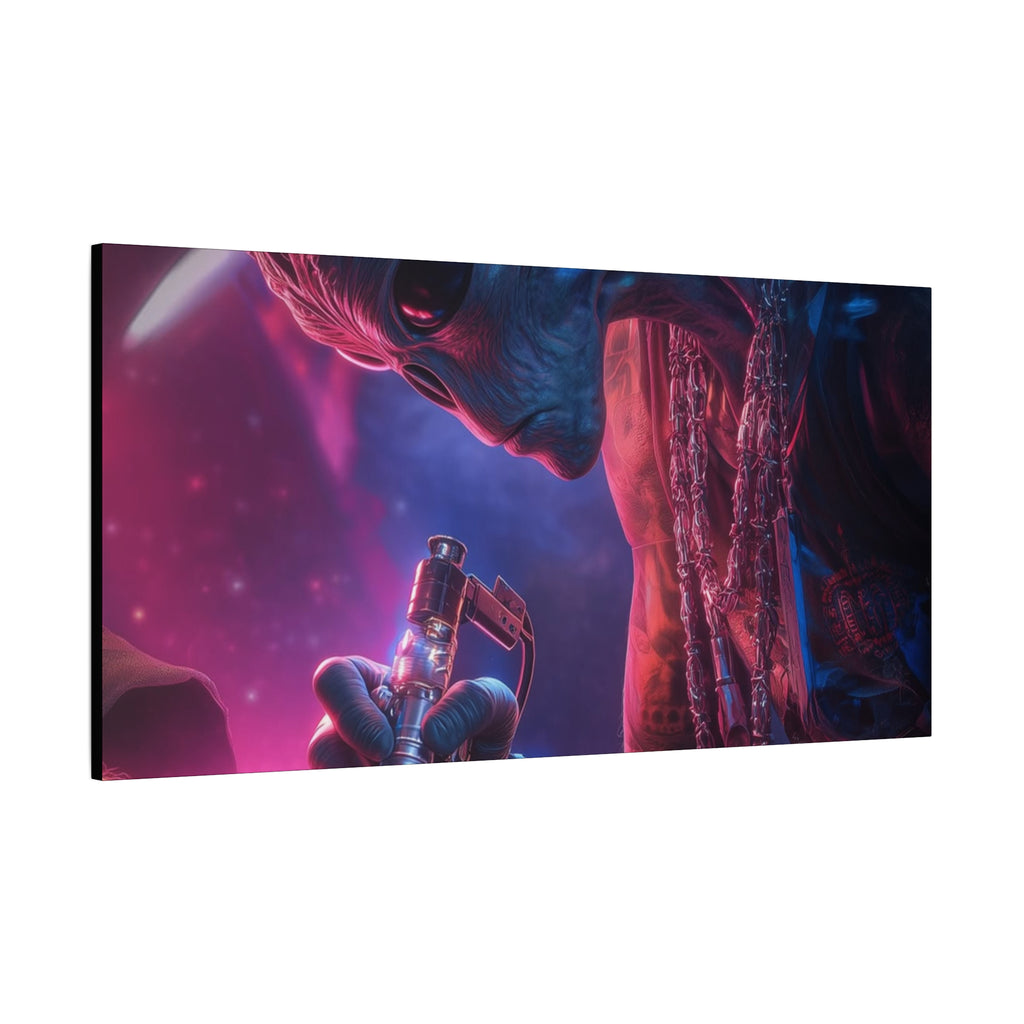 Alien Artist Canvas Print — Neon Sci‑Fi Wall Art