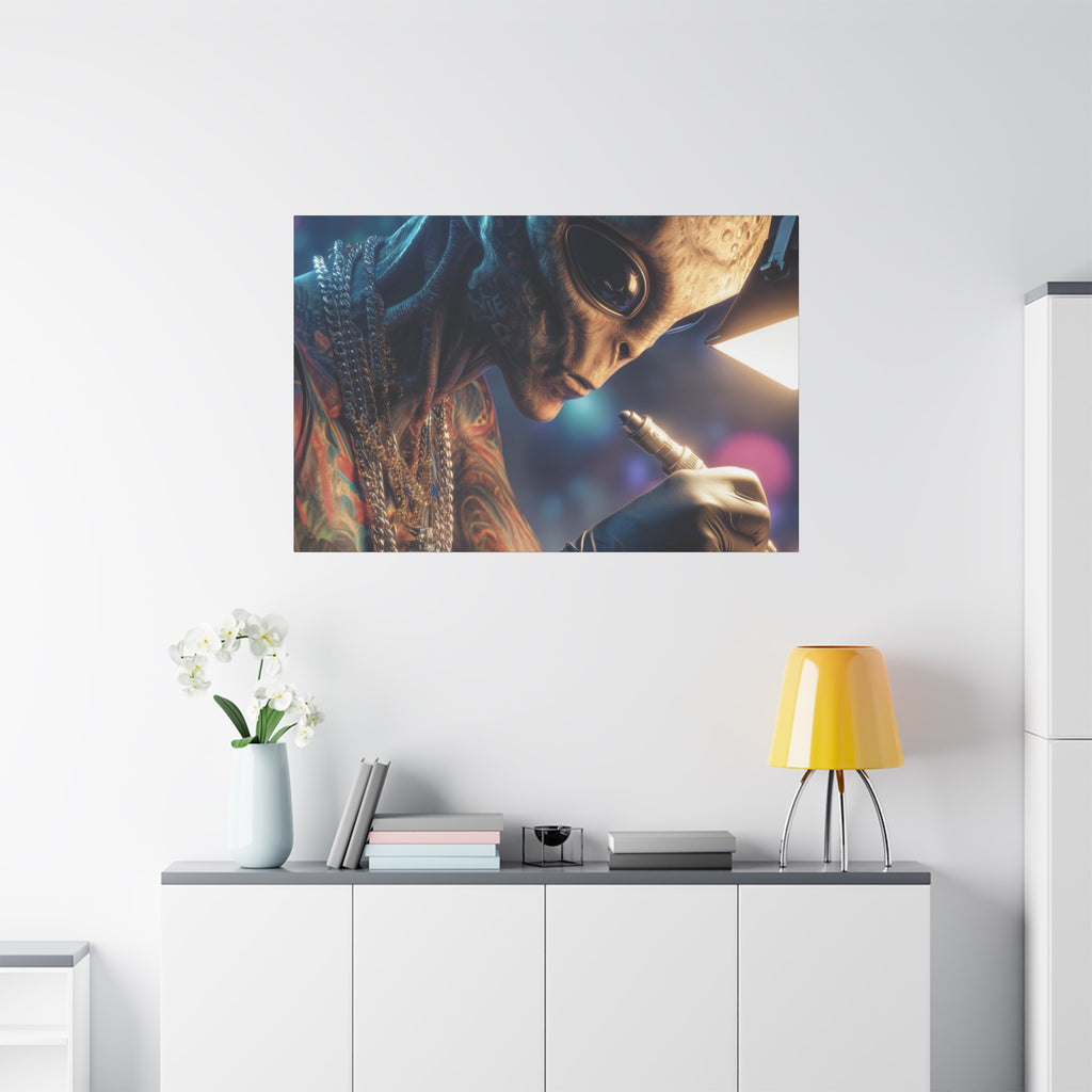 Alien Tattoo Artist Canvas Print — Matte Stretched Wall Art