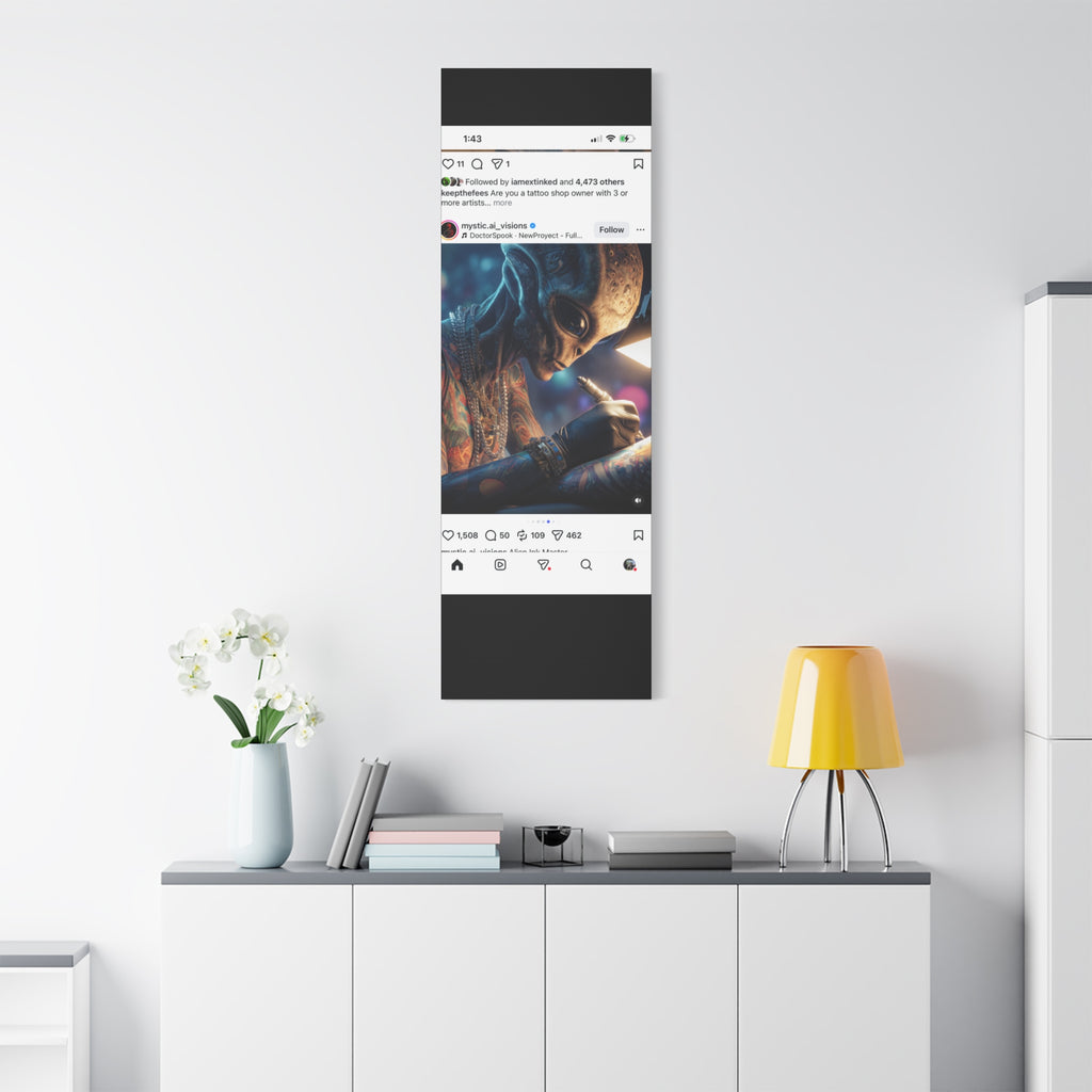 Alien Tattoo Artist Canvas Print — Matte Stretched Wall Art