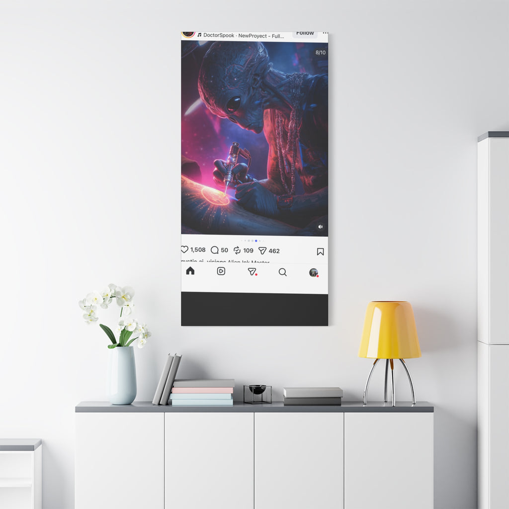 Alien Artist Canvas Print — Neon Sci‑Fi Wall Art