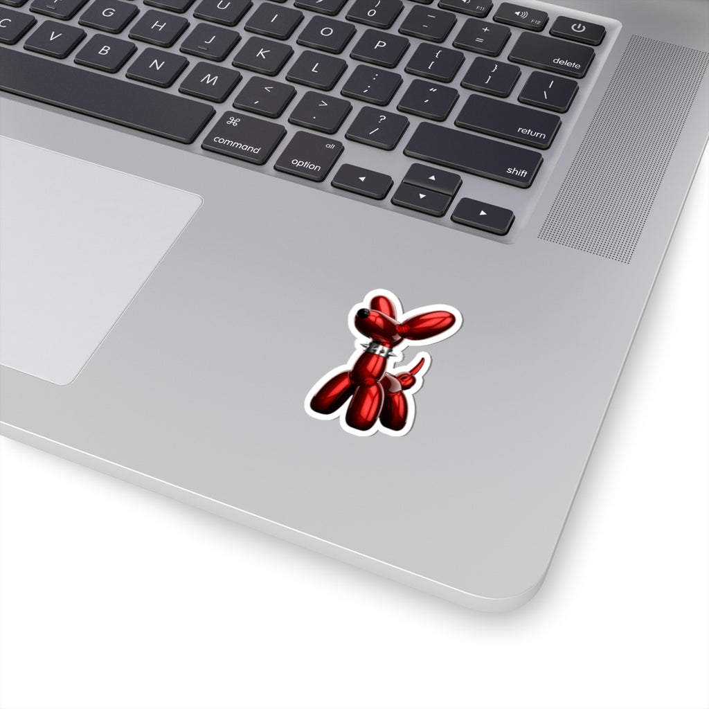 Red Balloon Dog Sticker — Glossy Kiss-Cut Vinyl Decal