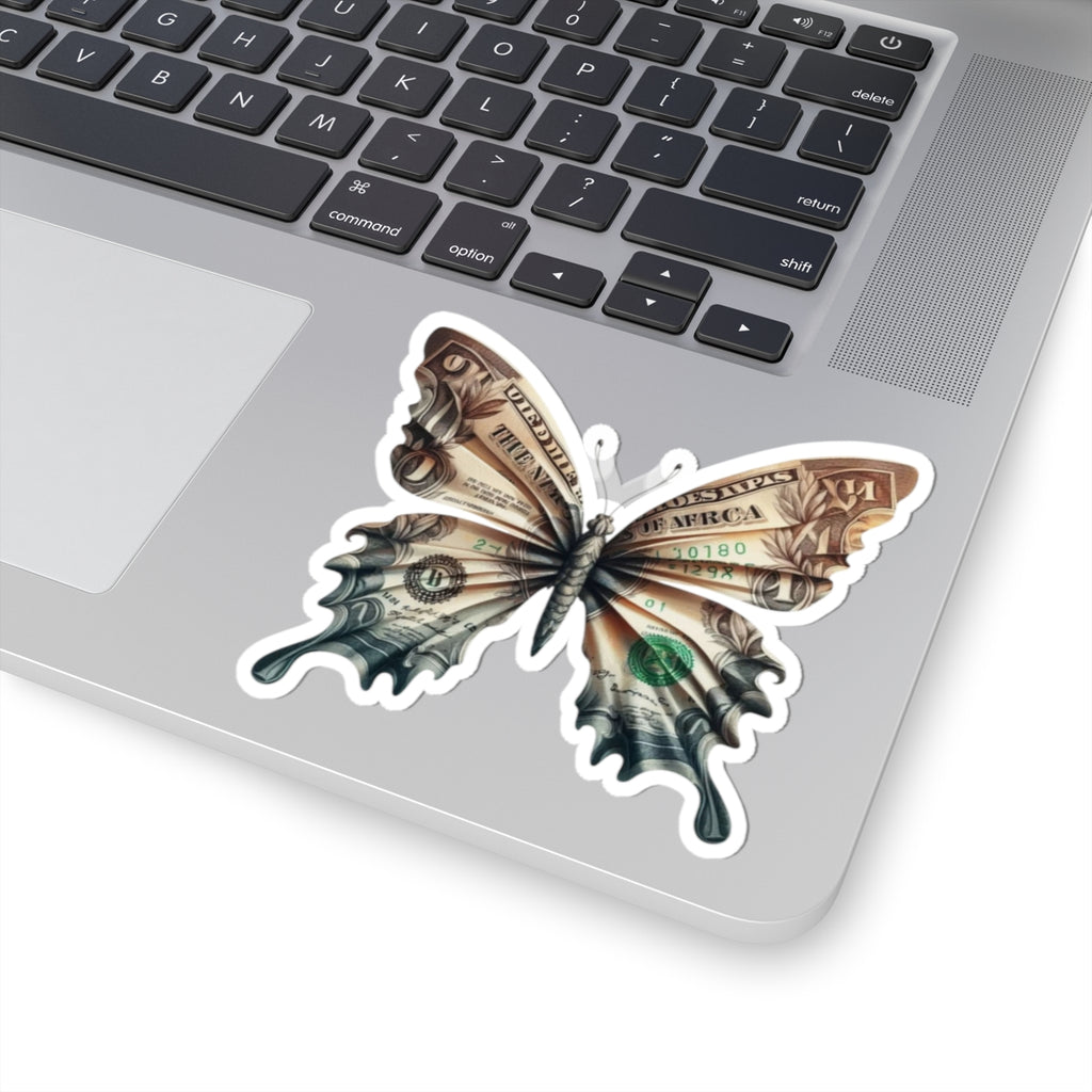 Money Butterfly Sticker — Cash Wings Kiss-Cut Vinyl Decal