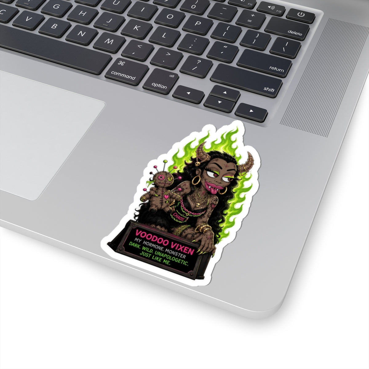 Voodoo Vixen Kiss-Cut Sticker — Dark Witchy Gothic Vibes ("My Hormone Monster")