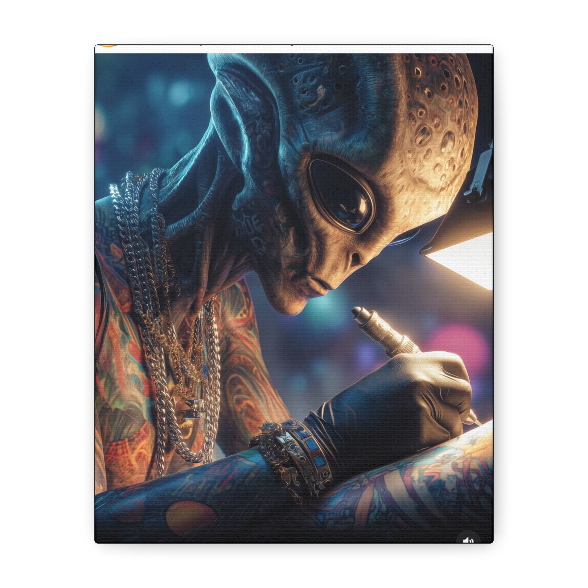 Alien Tattoo Artist Canvas Print — Matte Stretched Wall Art