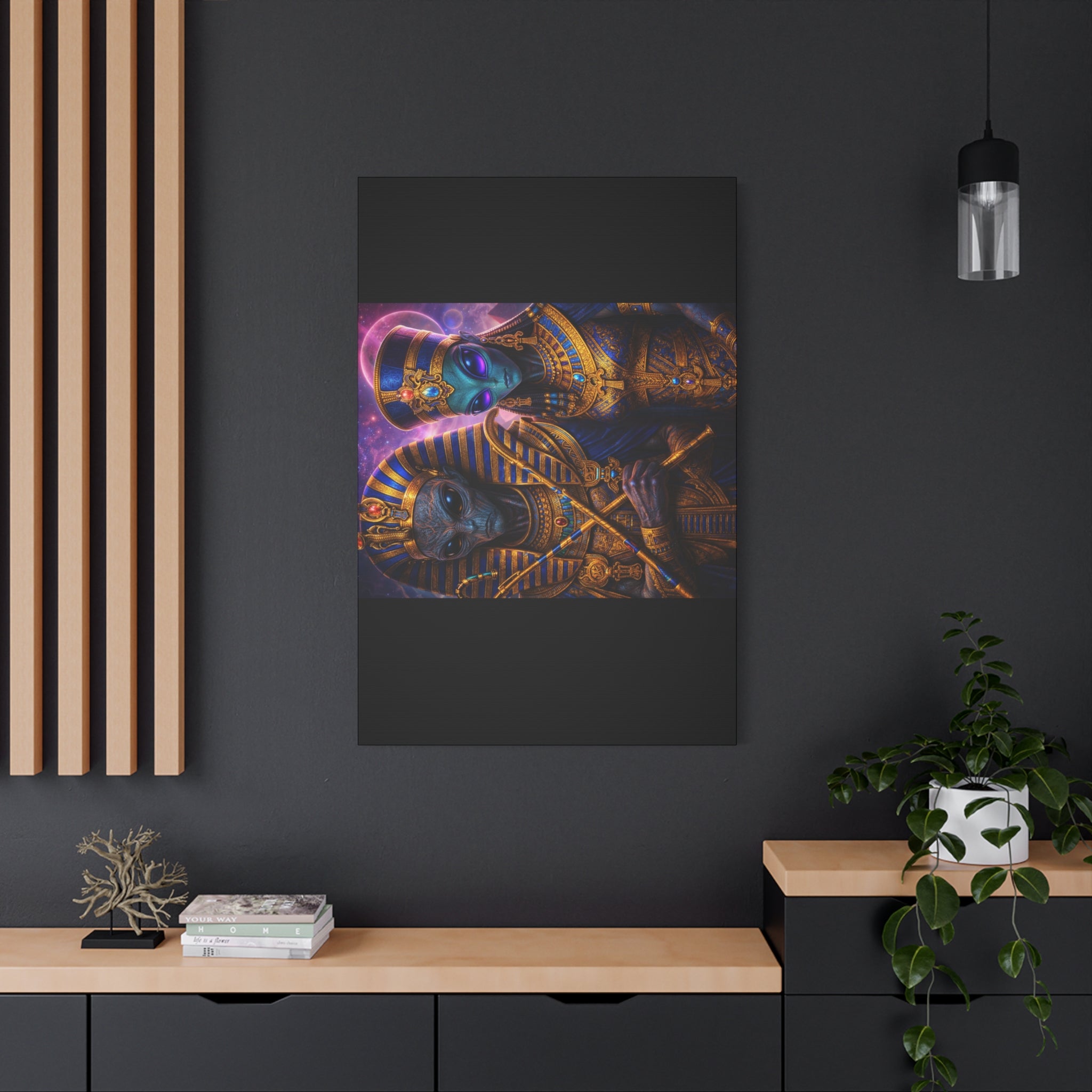 Alien Pharaoh Canvas Art - Matte Stretched Wall Decor