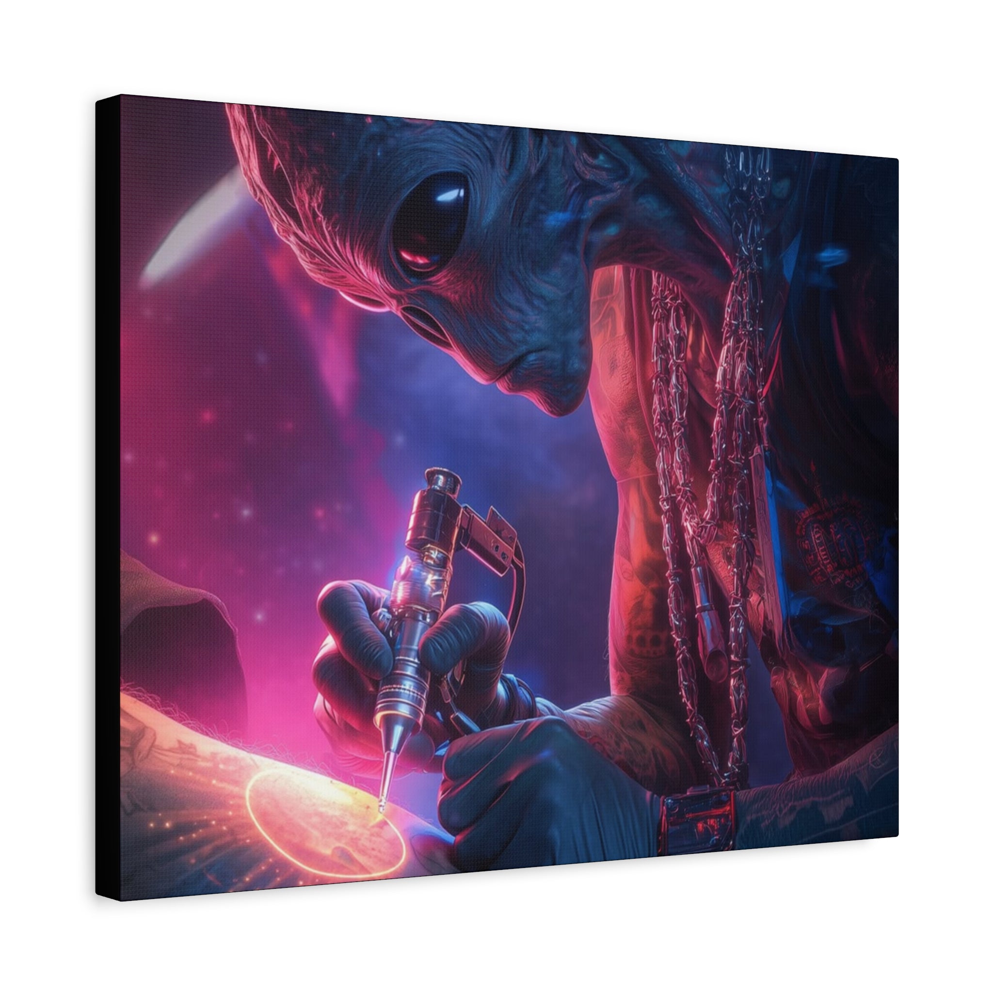 Alien Artist Canvas Print — Neon Sci‑Fi Wall Art