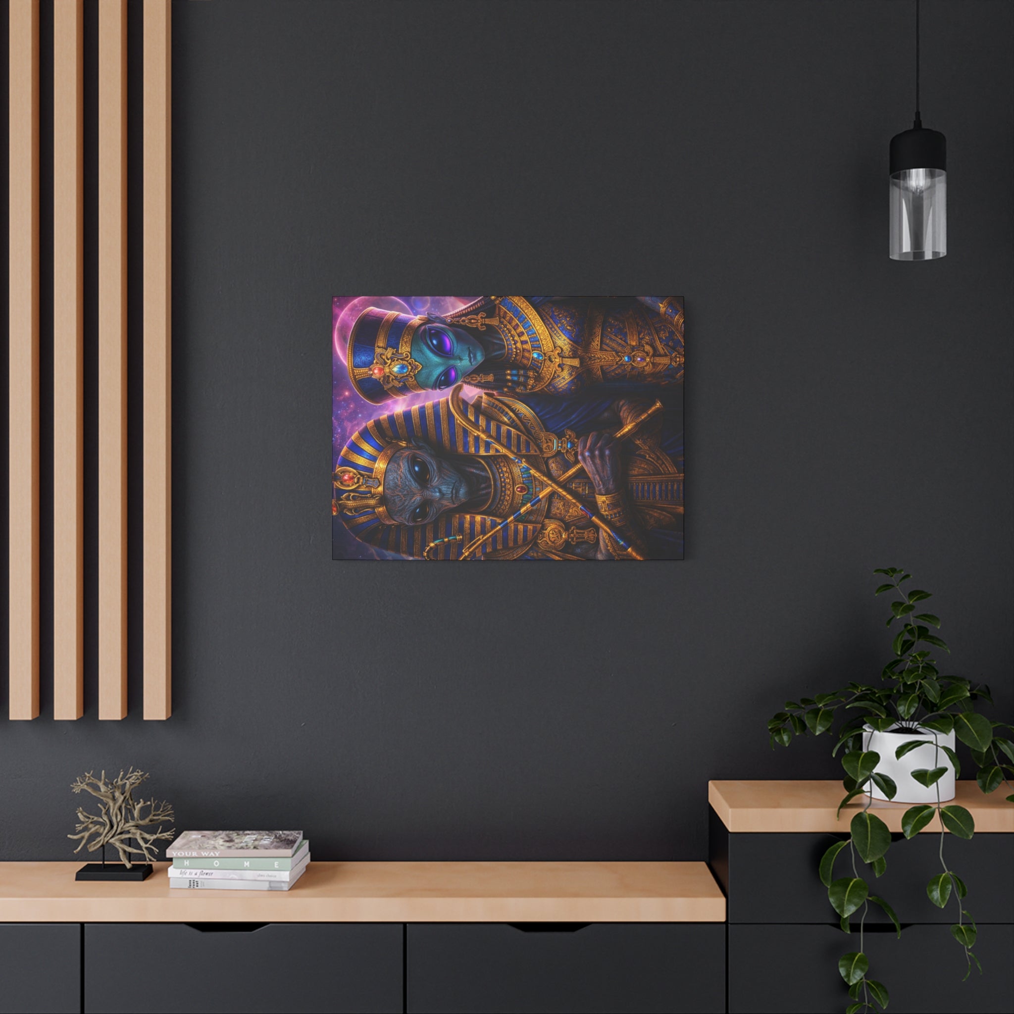 Alien Pharaoh Canvas Art - Matte Stretched Wall Decor