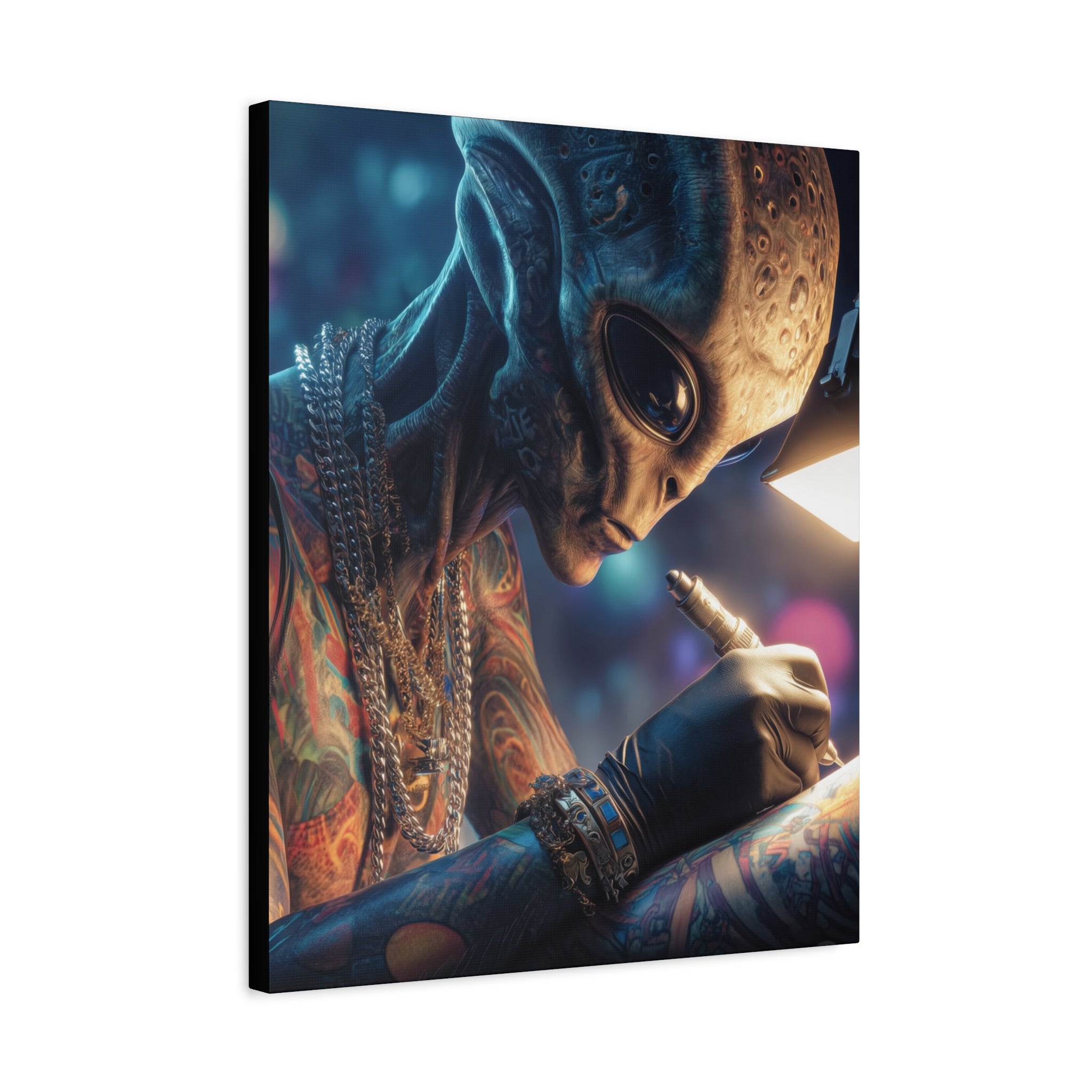 Alien Tattoo Artist Canvas Print — Matte Stretched Wall Art