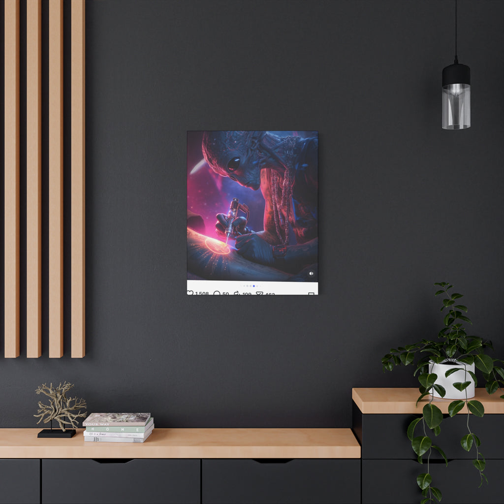 Alien Artist Canvas Print — Neon Sci‑Fi Wall Art