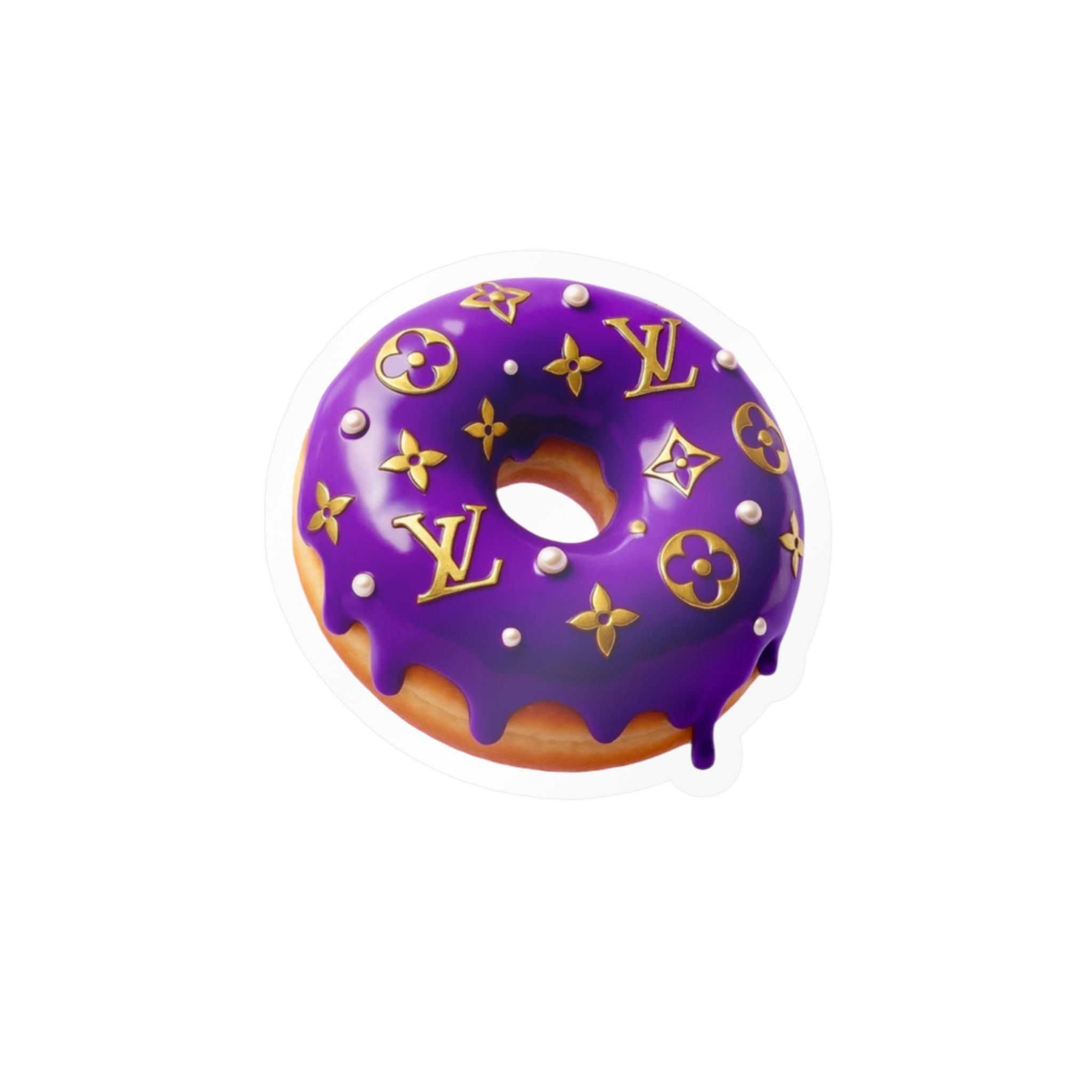 Luxury Logo Donut Vinyl Sticker – Purple Drip Kiss-Cut Decal