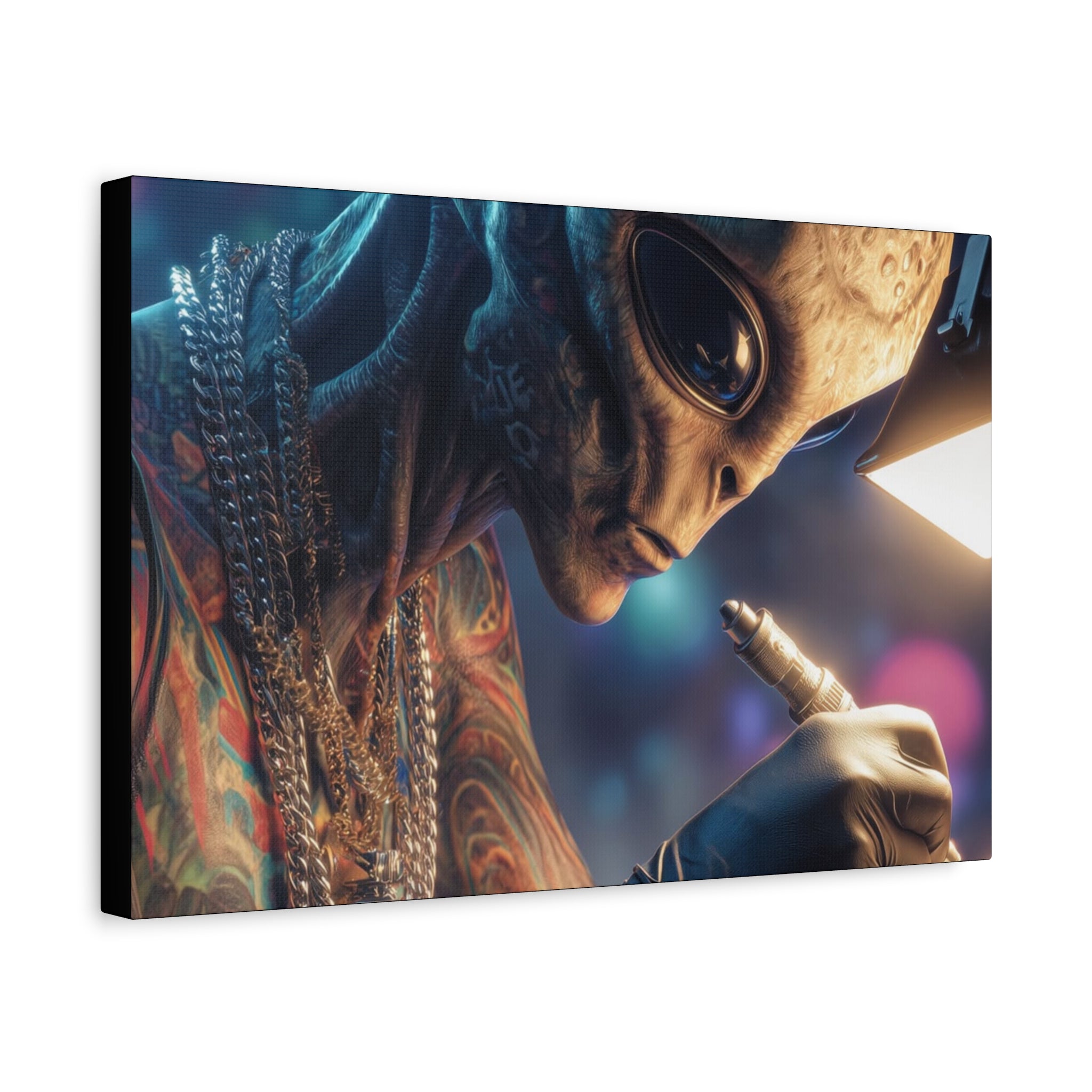 Alien Tattoo Artist Canvas Print — Matte Stretched Wall Art