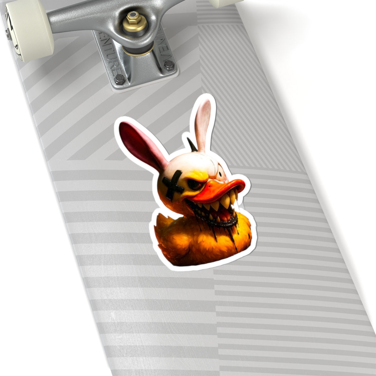 Creepy Bunny Duck Kiss-Cut Sticker — Horror Cartoon Laptop Decal