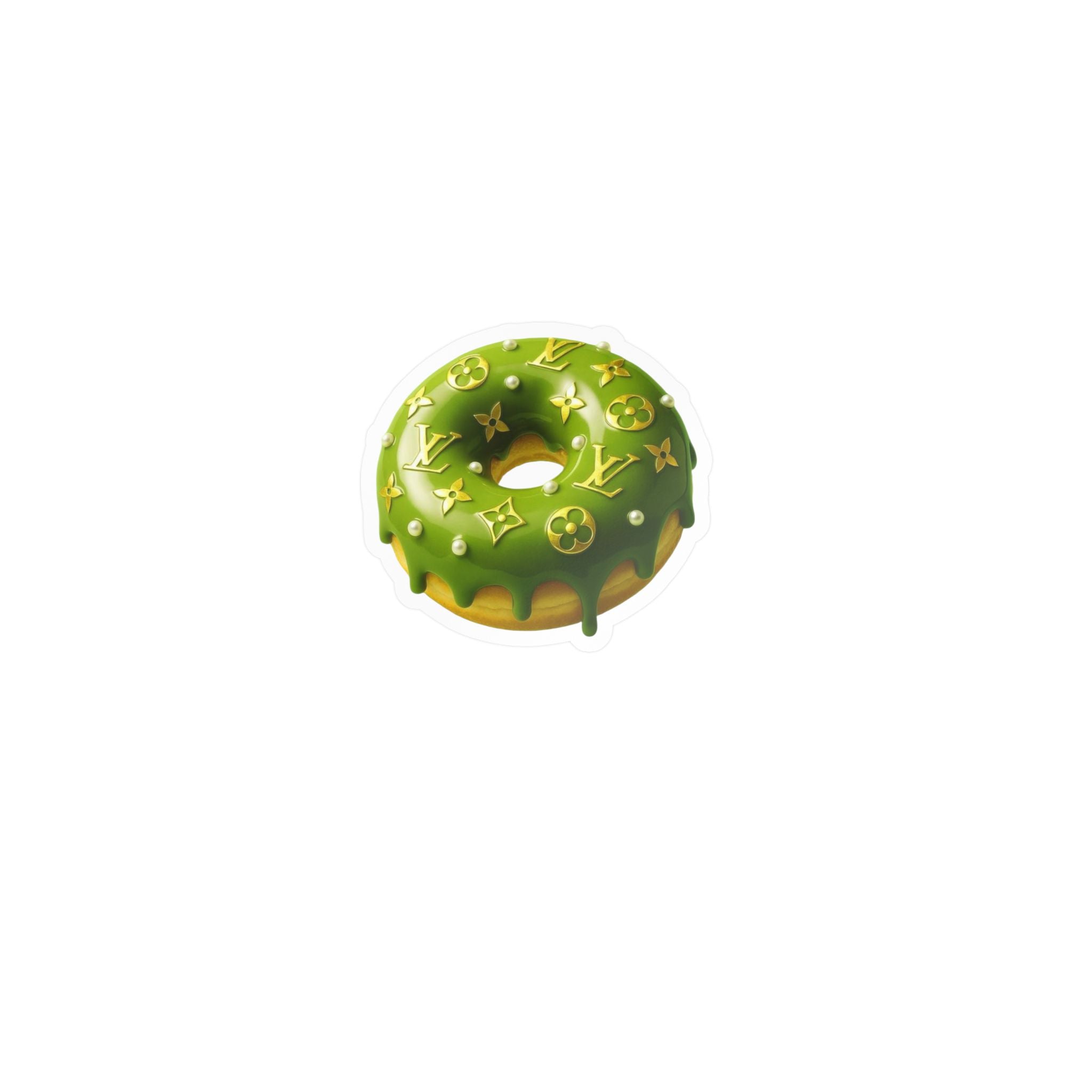 Green Designer LV Donut Kiss-Cut Vinyl Sticker