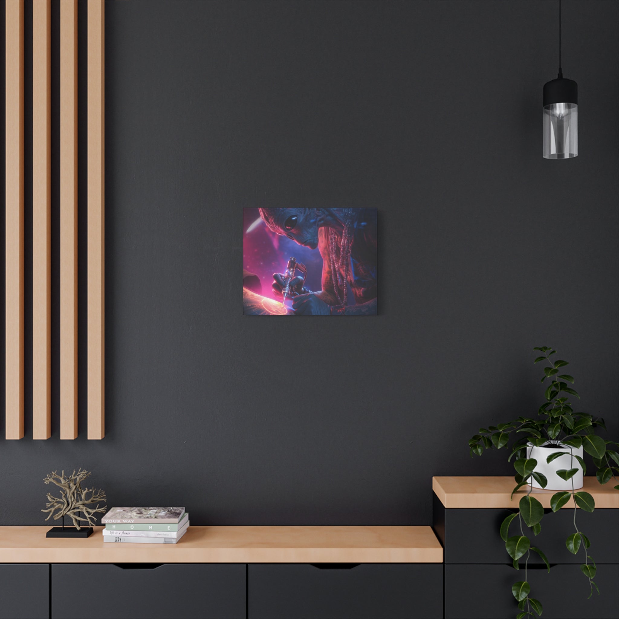Alien Artist Canvas Print — Neon Sci‑Fi Wall Art