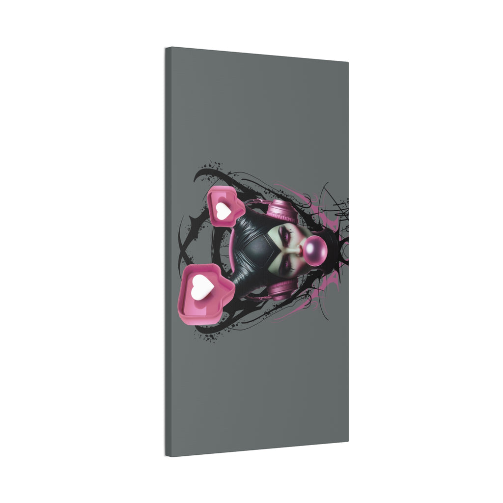 Gothic Pop Art Canvas Print — Pink Headphones & Bubblegum Femme