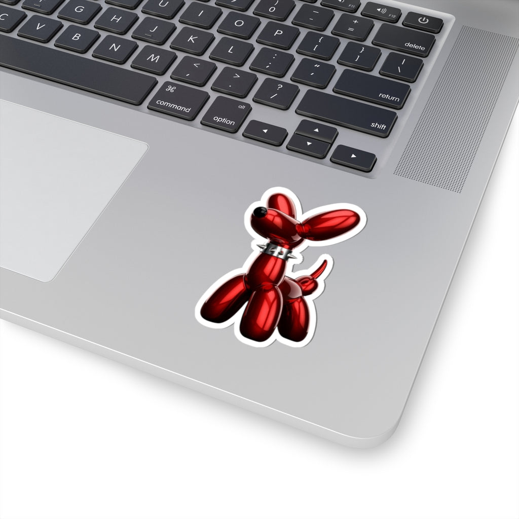 Red Balloon Dog Sticker — Glossy Kiss-Cut Vinyl Decal