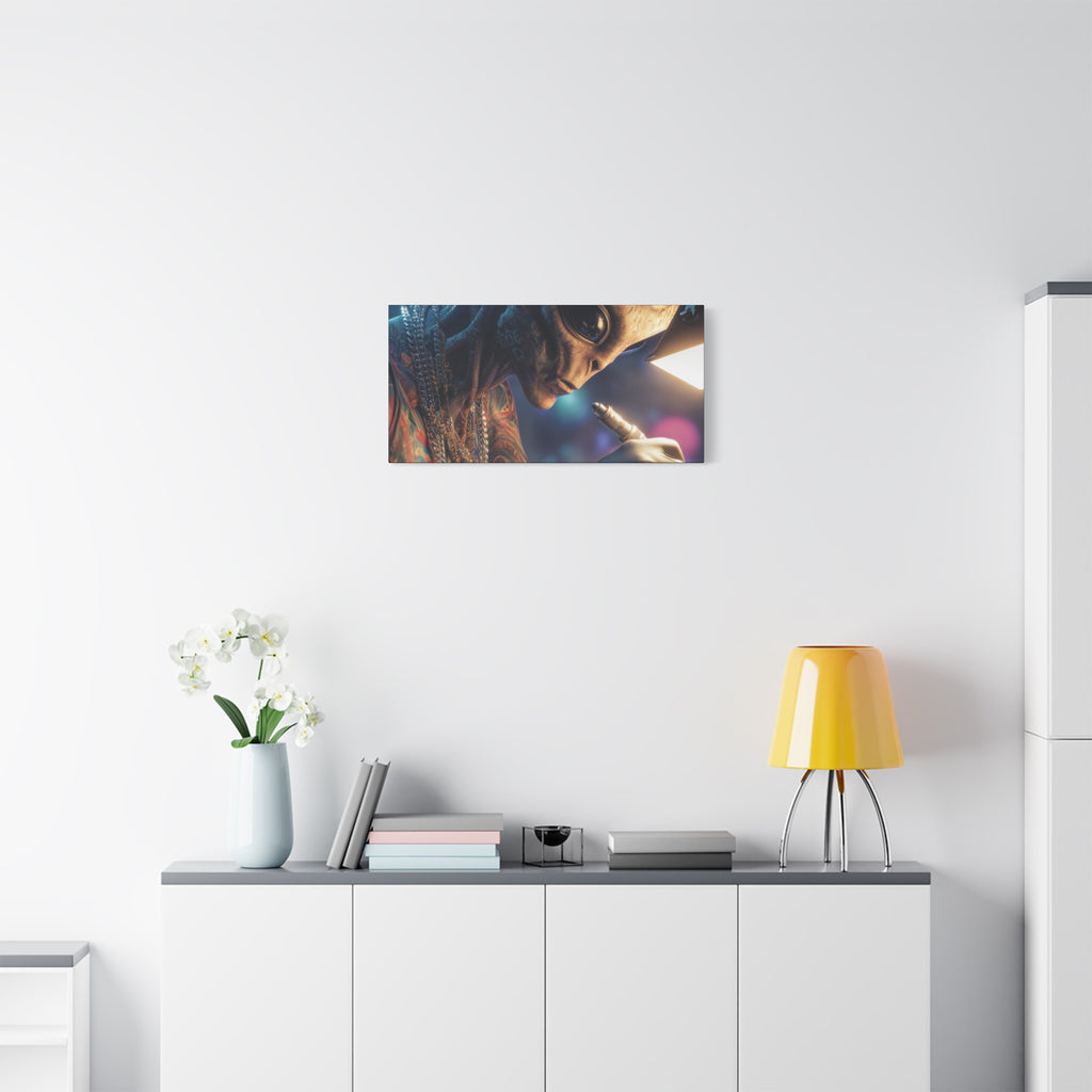 Alien Tattoo Artist Canvas Print — Matte Stretched Wall Art
