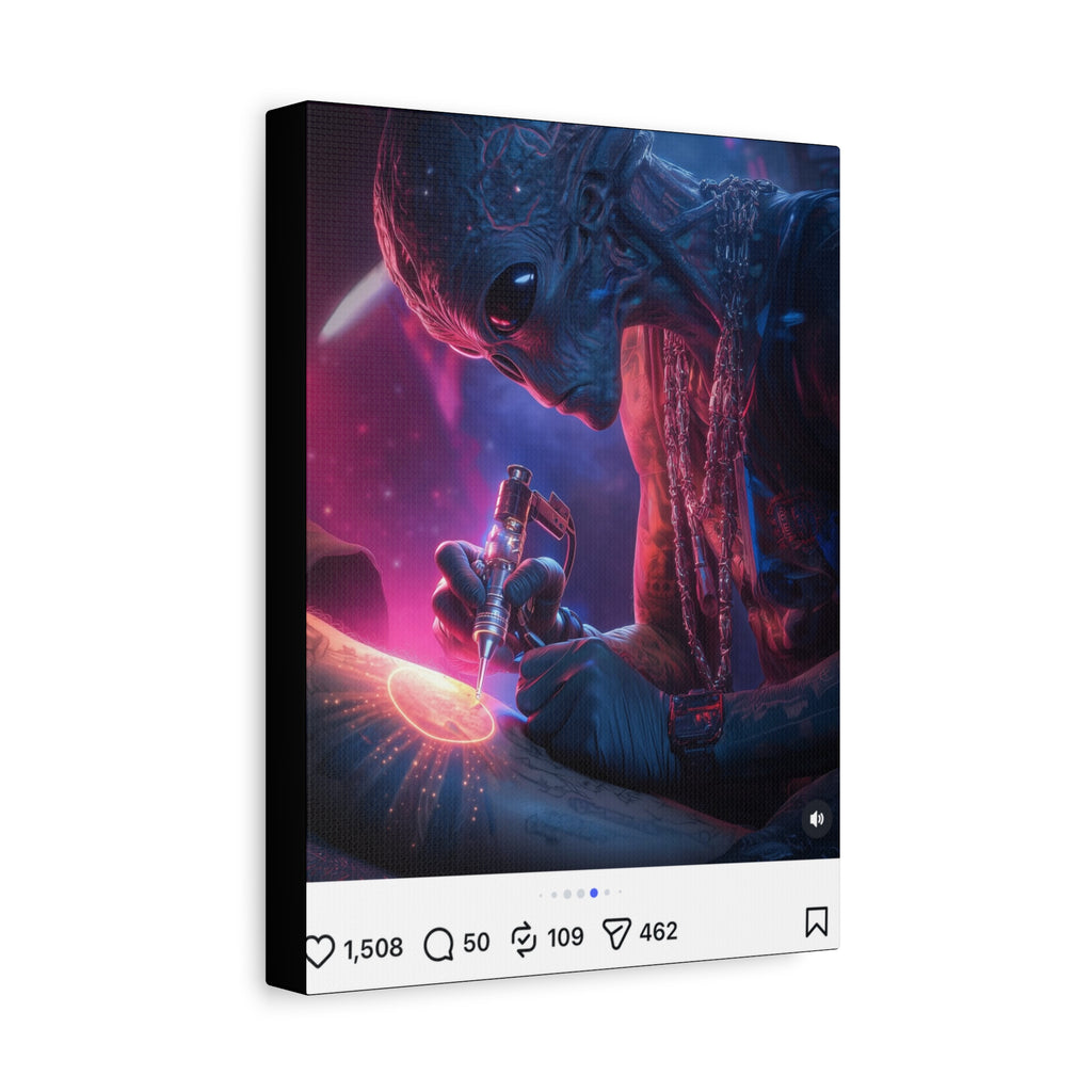 Alien Artist Canvas Print — Neon Sci‑Fi Wall Art