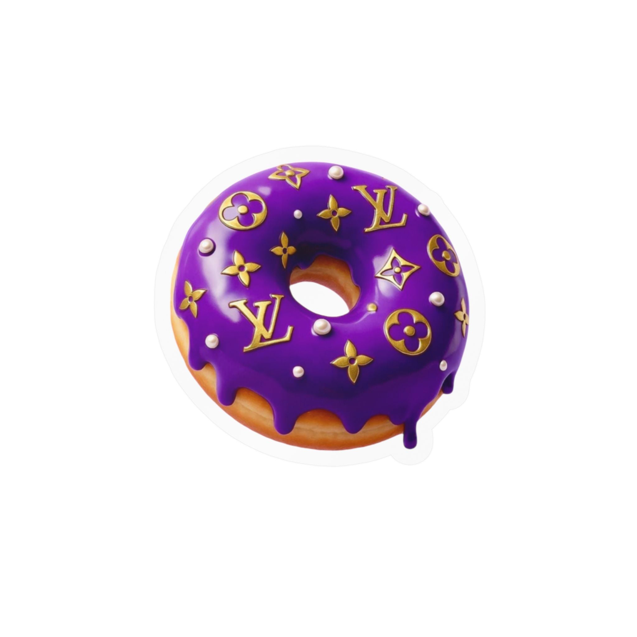Luxury Logo Donut Vinyl Sticker – Purple Drip Kiss-Cut Decal