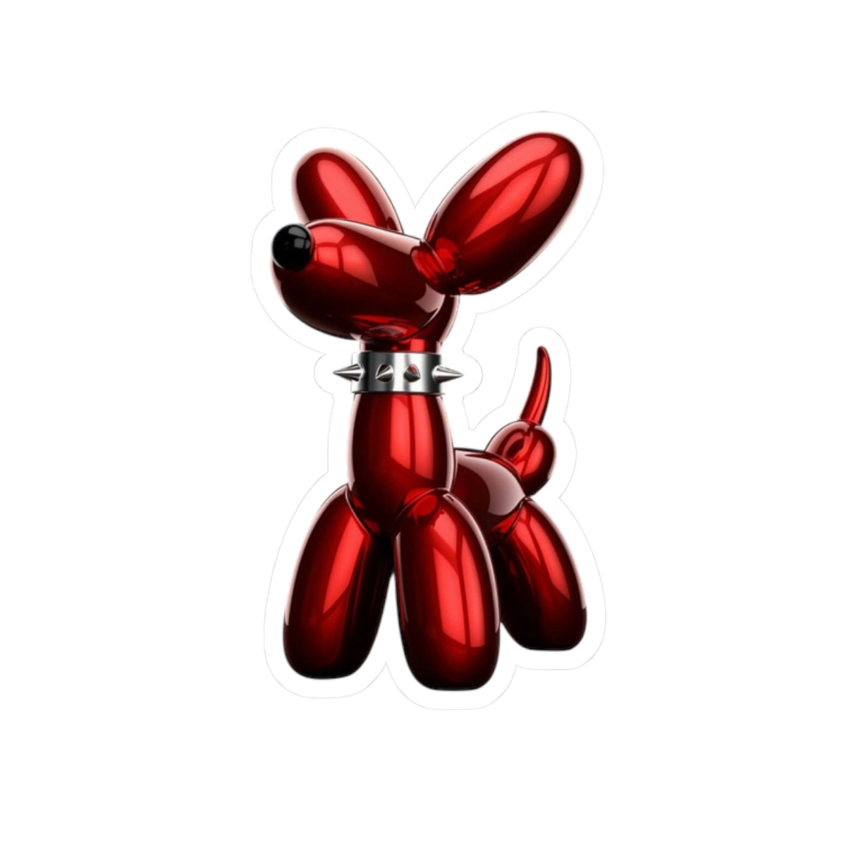 Red Balloon Dog Sticker — Glossy Kiss-Cut Vinyl Decal