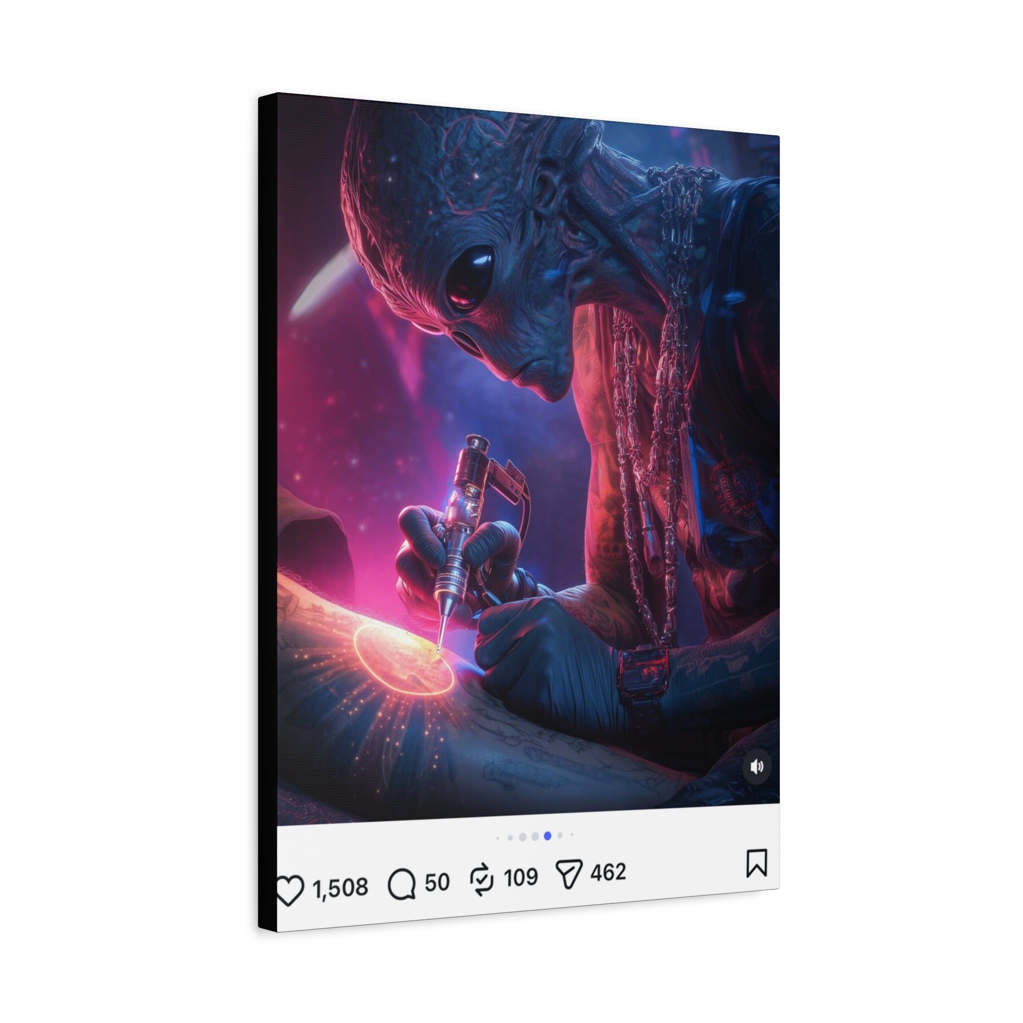Alien Artist Canvas Print — Neon Sci‑Fi Wall Art