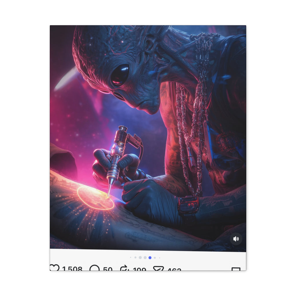 Alien Artist Canvas Print — Neon Sci‑Fi Wall Art