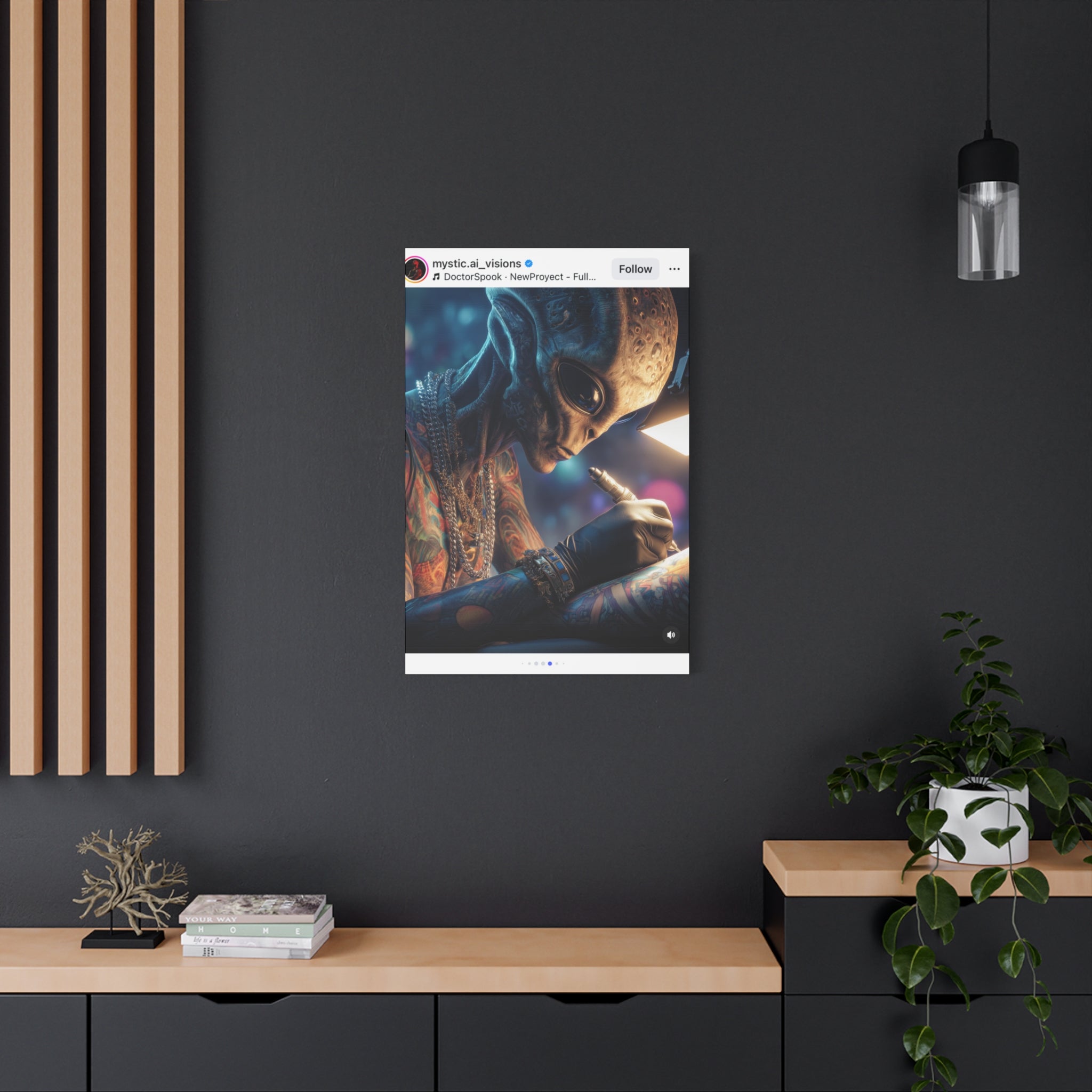 Alien Tattoo Artist Canvas Print — Matte Stretched Wall Art