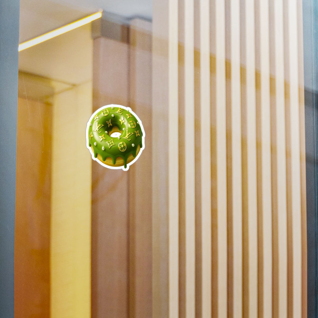 Green Designer LV Donut Kiss-Cut Vinyl Sticker