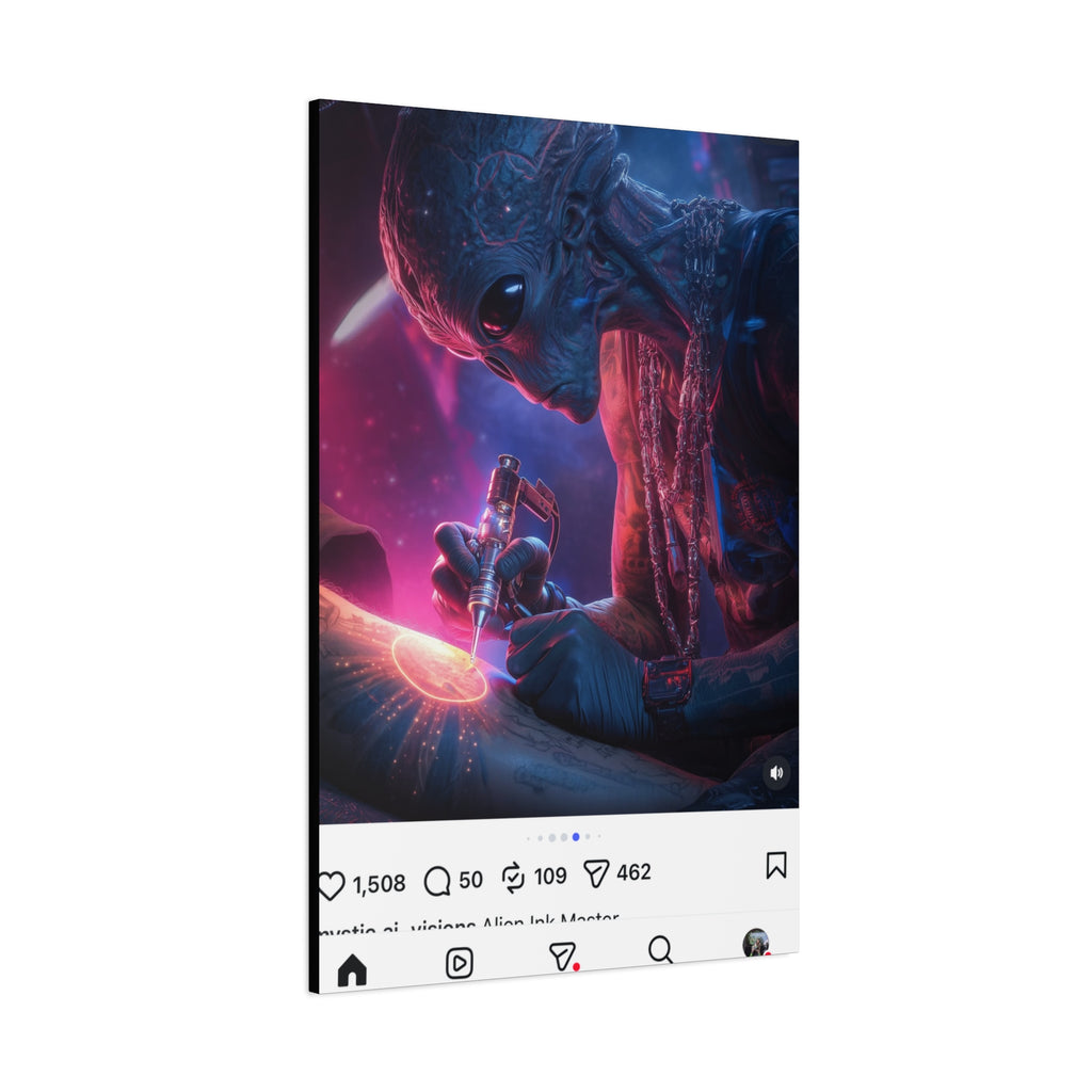 Alien Artist Canvas Print — Neon Sci‑Fi Wall Art