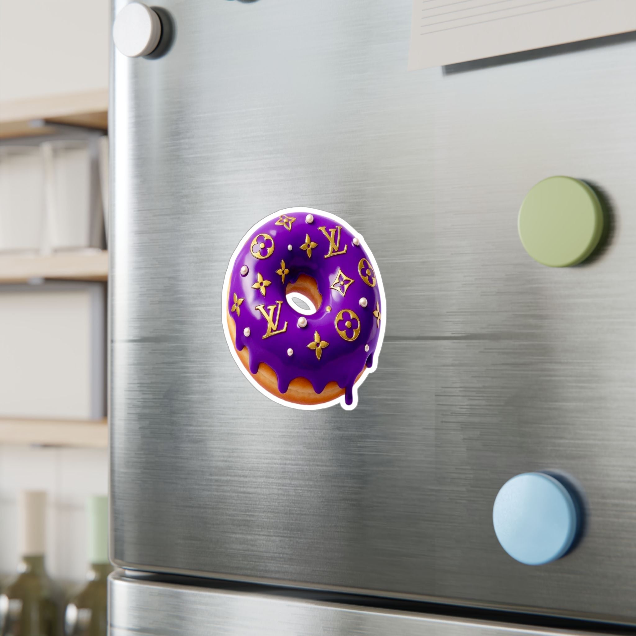 Luxury Logo Donut Vinyl Sticker – Purple Drip Kiss-Cut Decal