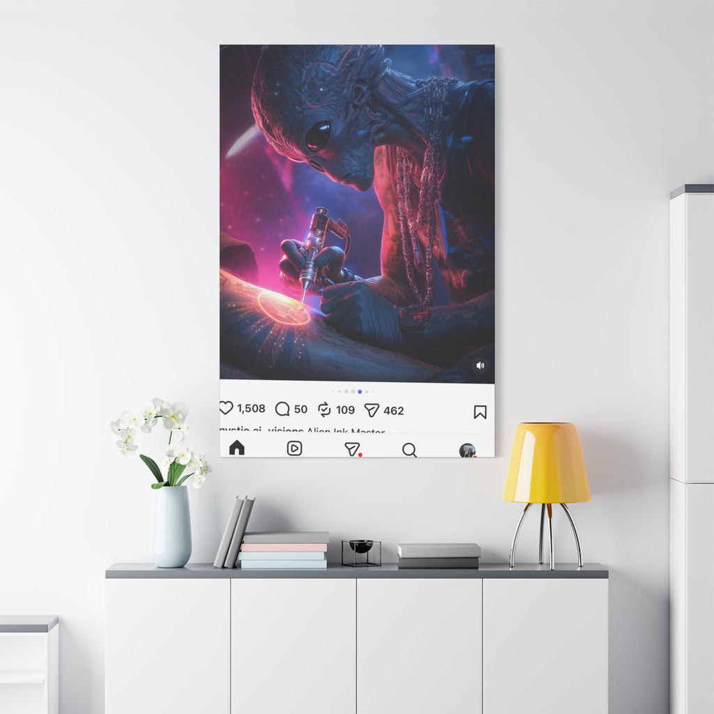Alien Artist Canvas Print — Neon Sci‑Fi Wall Art