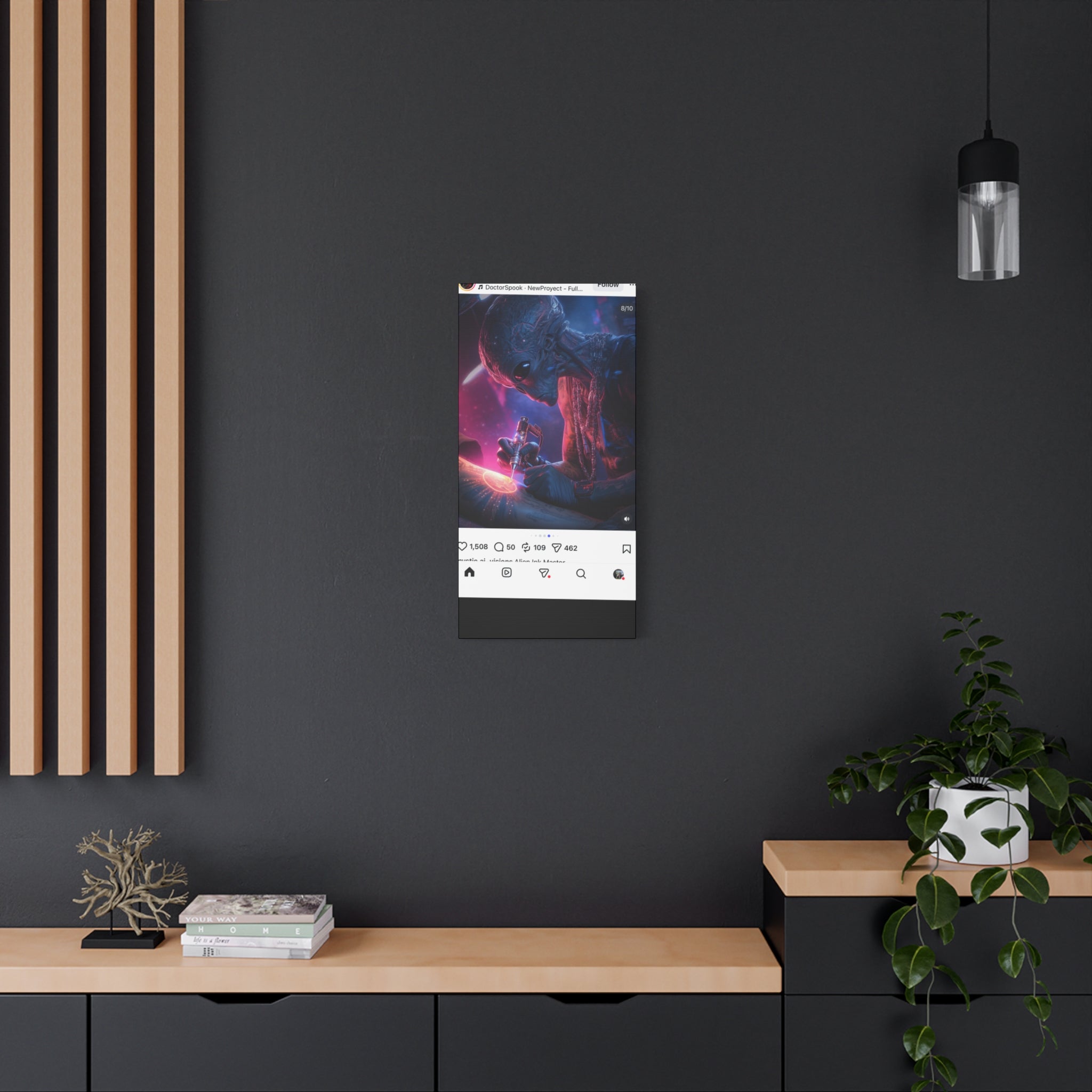 Alien Artist Canvas Print — Neon Sci‑Fi Wall Art