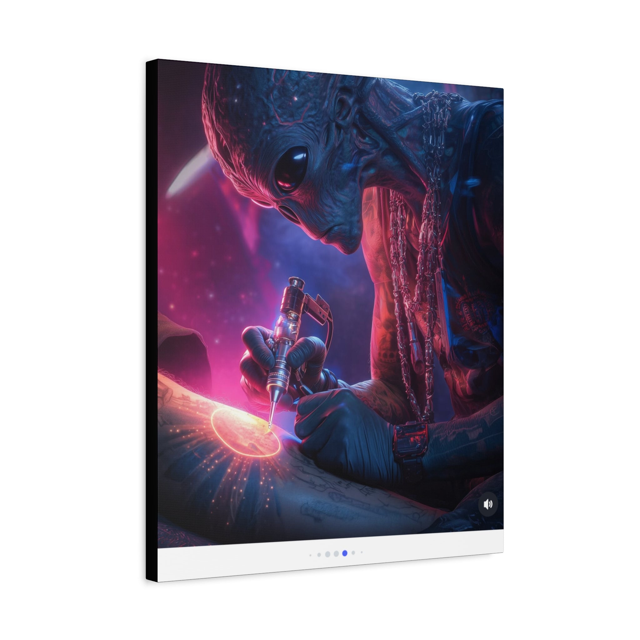 Alien Artist Canvas Print — Neon Sci‑Fi Wall Art