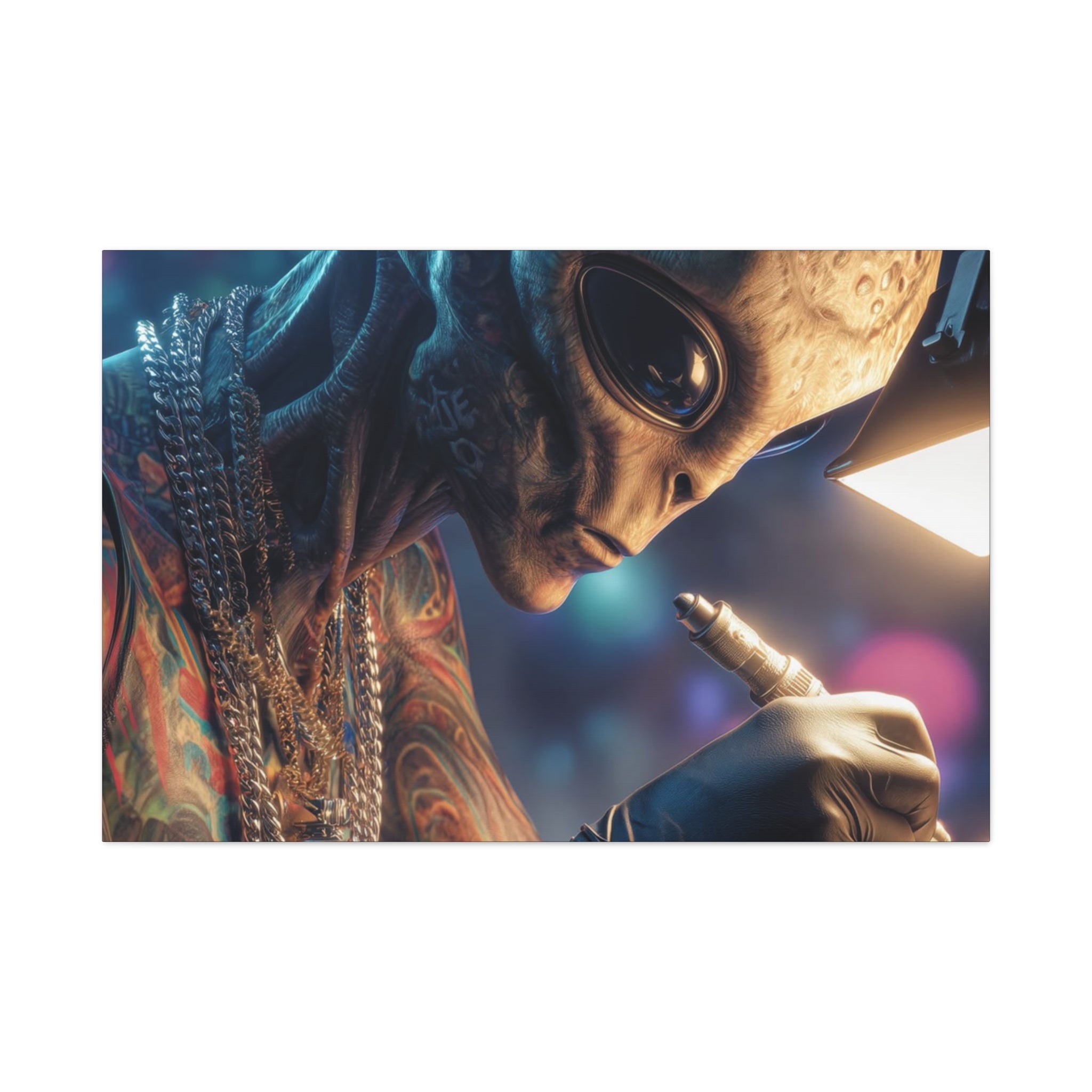 Alien Tattoo Artist Canvas Print — Matte Stretched Wall Art