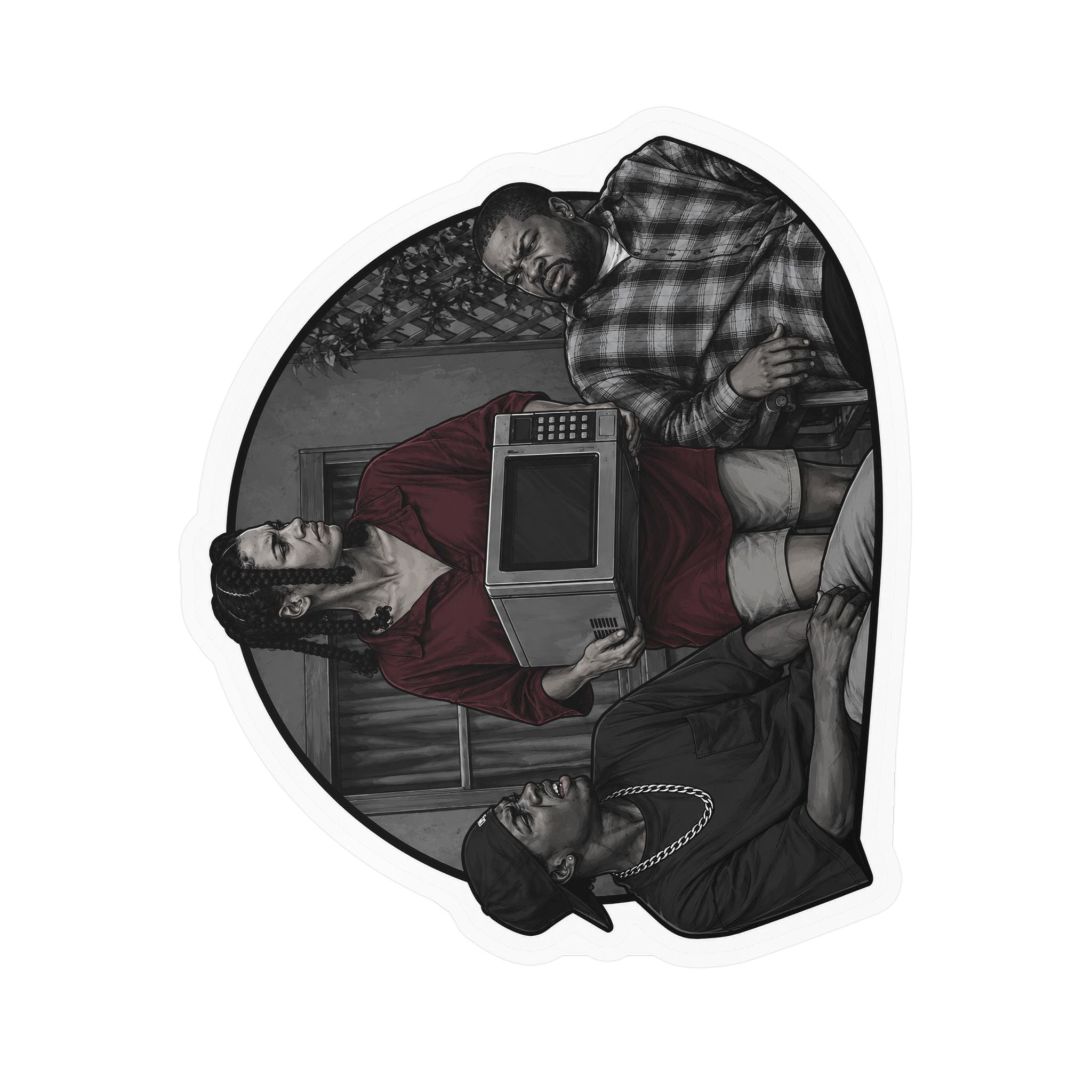 Friday collection Vinyl Sticker — Vintage TV Trio Kiss-Cut Decal