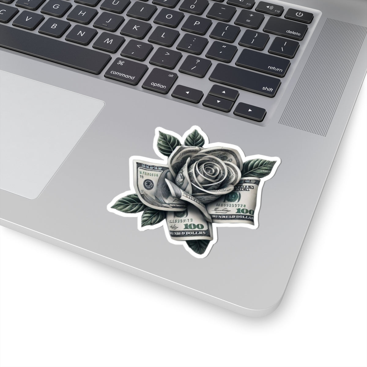 Money Rose Sticker — Kiss-Cut Vinyl Cash Rose Laptop Decal