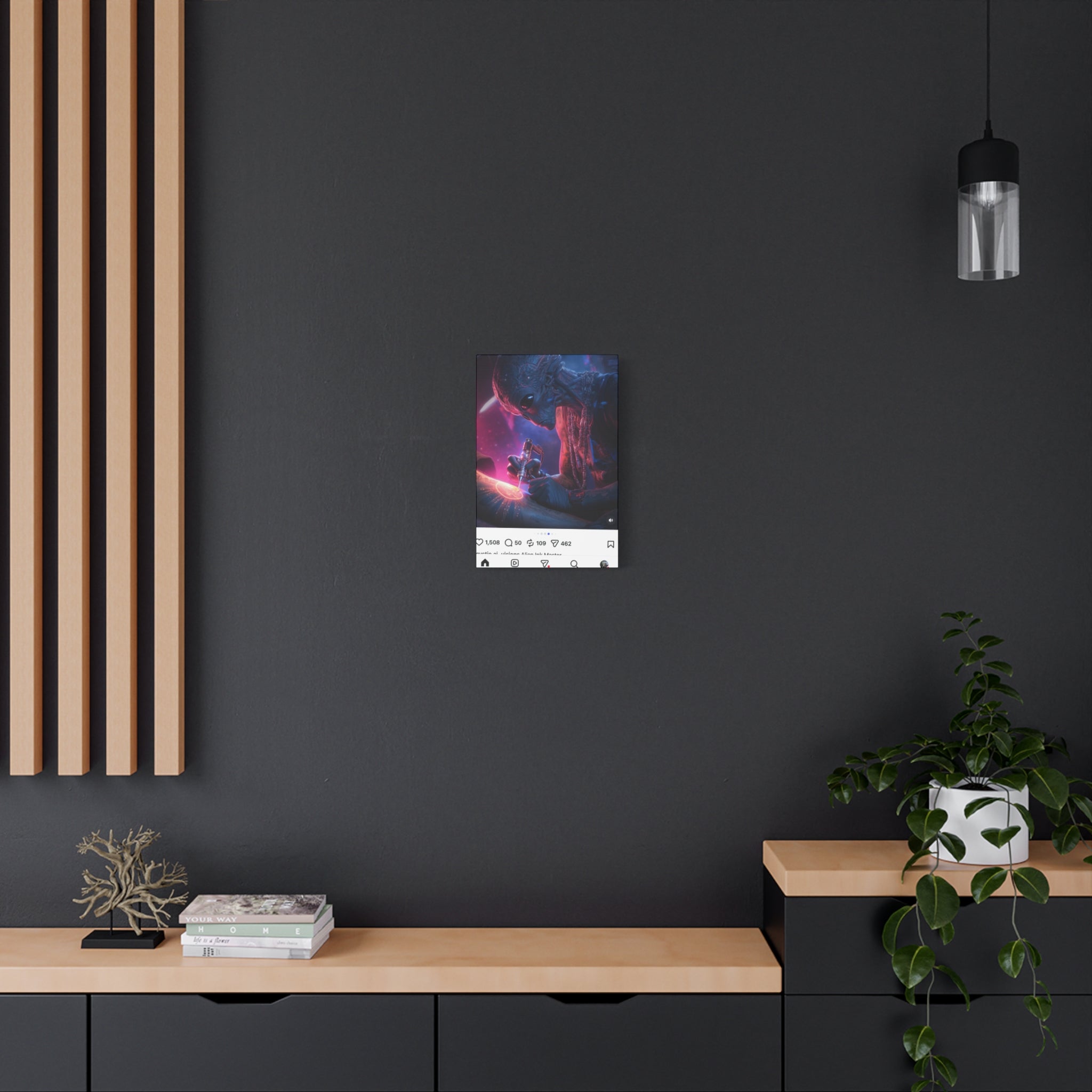 Alien Artist Canvas Print — Neon Sci‑Fi Wall Art